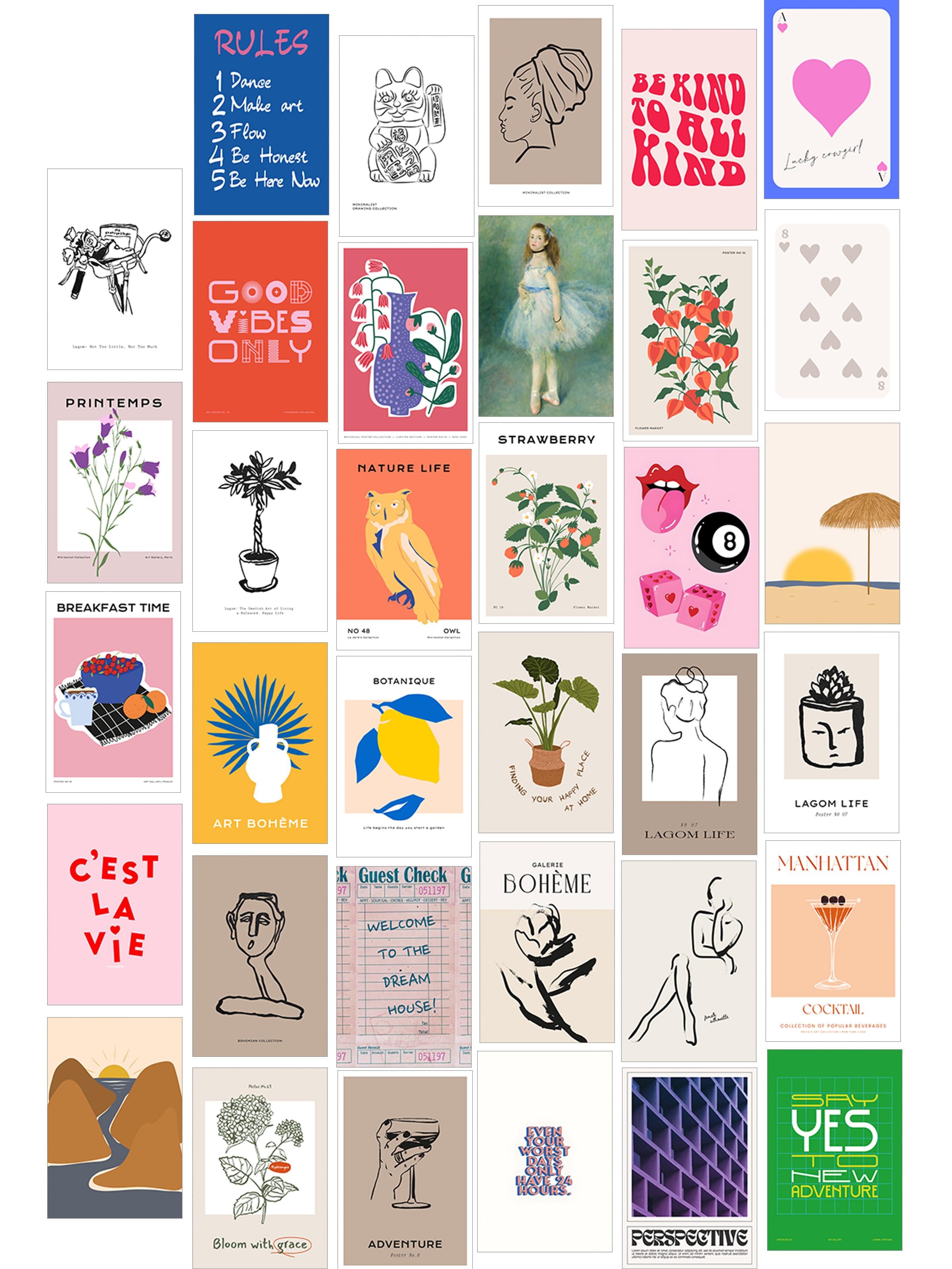 Poster Seti - Karışık Kolaj Poster Seti - 35 Adet Çerçevesiz Poster 10*15cm - Yapışkan Hediyeli