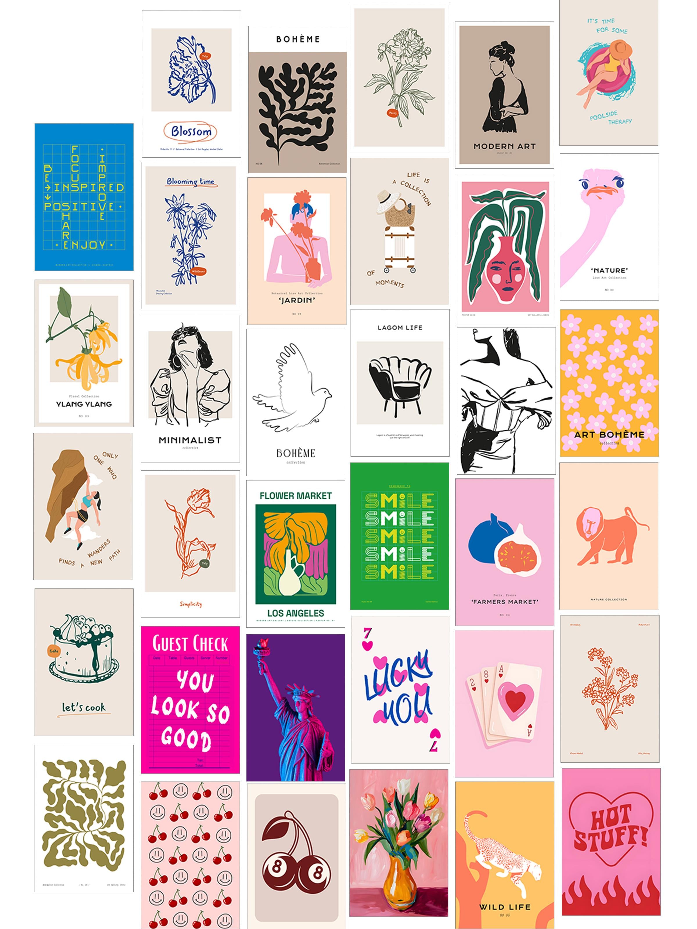 Poster Seti - Karışık Kolaj Poster Seti - 35 Adet Çerçevesiz Poster 10*15cm - Yapışkan Hediyeli