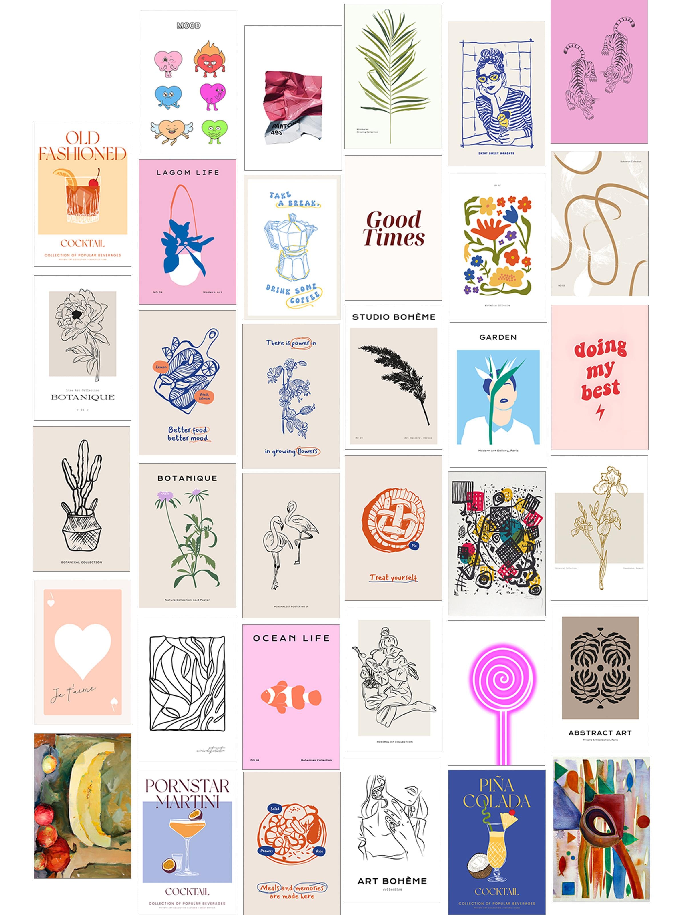Poster Seti - Karışık Kolaj Poster Seti - 35 Adet Çerçevesiz Poster 10*15cm - Yapışkan Hediyeli