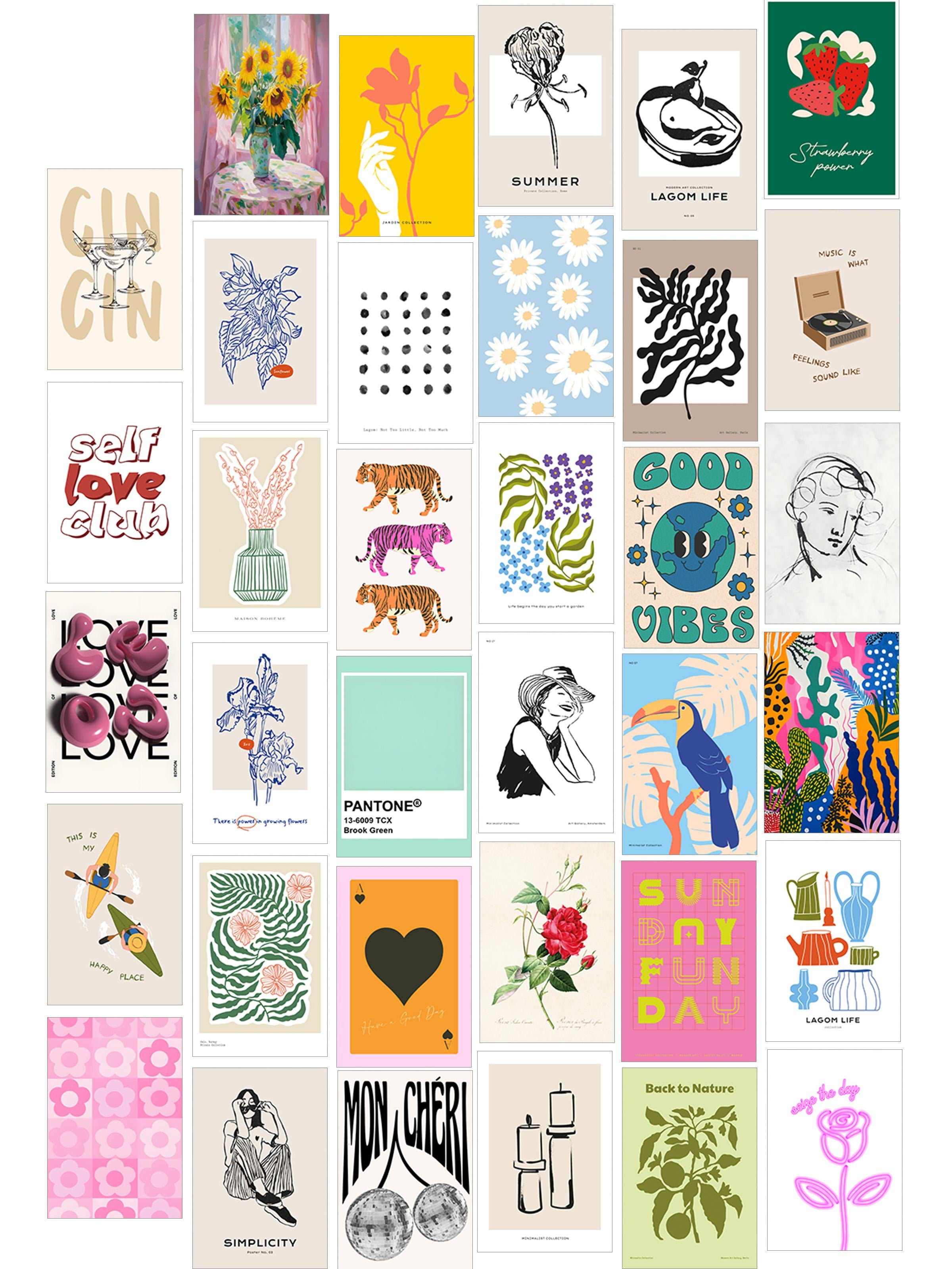 Poster Seti - Karışık Kolaj Poster Seti - 35 Adet Çerçevesiz Poster 10*15cm - Yapışkan Hediyeli