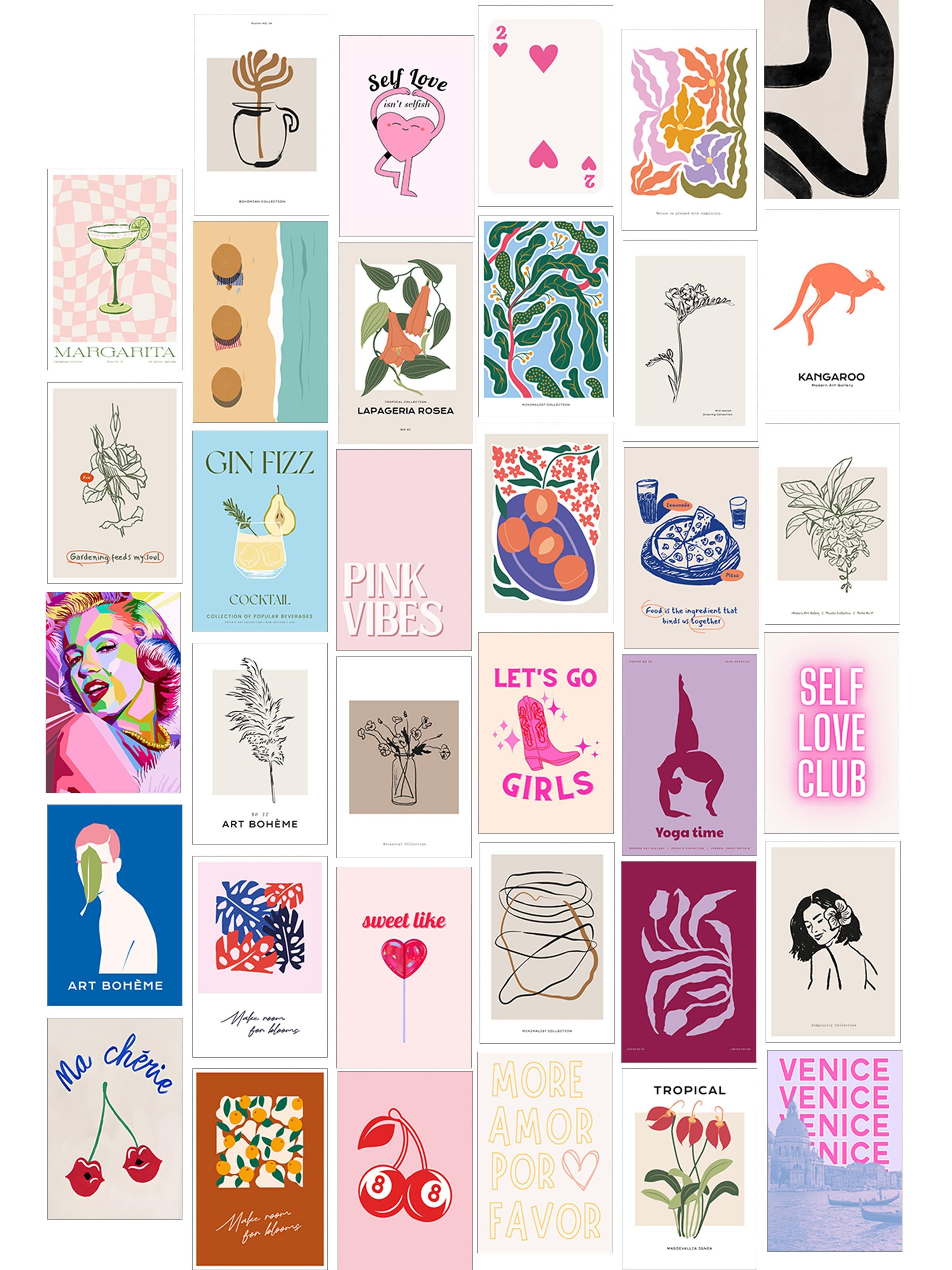 Poster Seti - Karışık Kolaj Poster Seti - 35 Adet Çerçevesiz Poster 10*15cm - Yapışkan Hediyeli