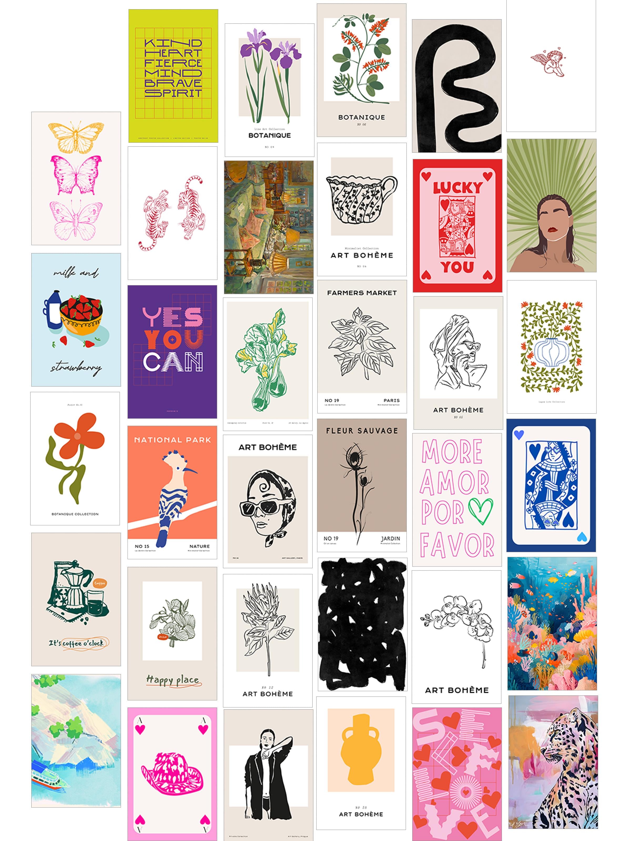 Poster Seti - Karışık Kolaj Poster Seti - 35 Adet Çerçevesiz Poster 10*15cm - Yapışkan Hediyeli