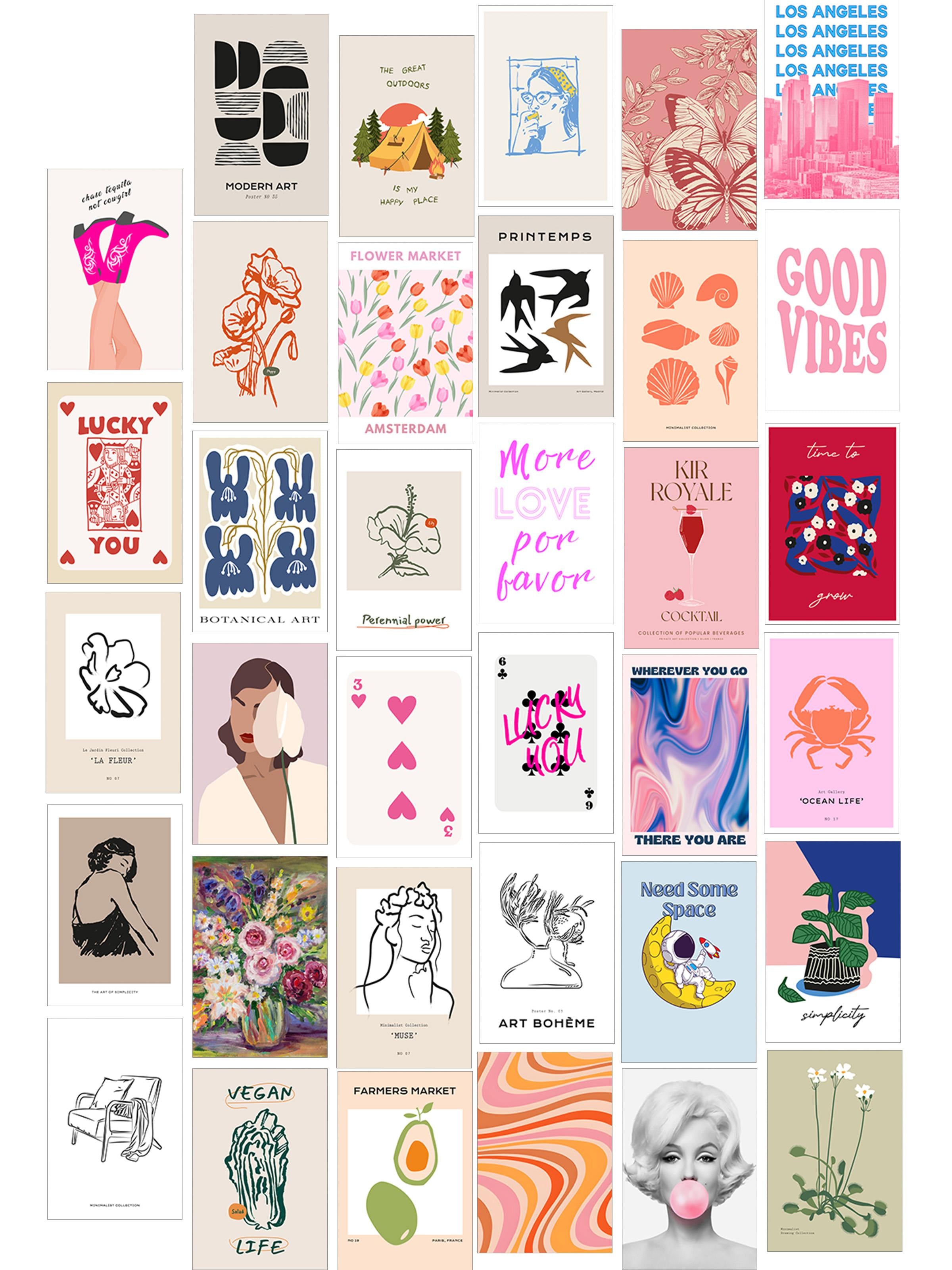 Poster Seti - Karışık Kolaj Poster Seti - 35 Adet Çerçevesiz Poster 10*15cm - Yapışkan Hediyeli