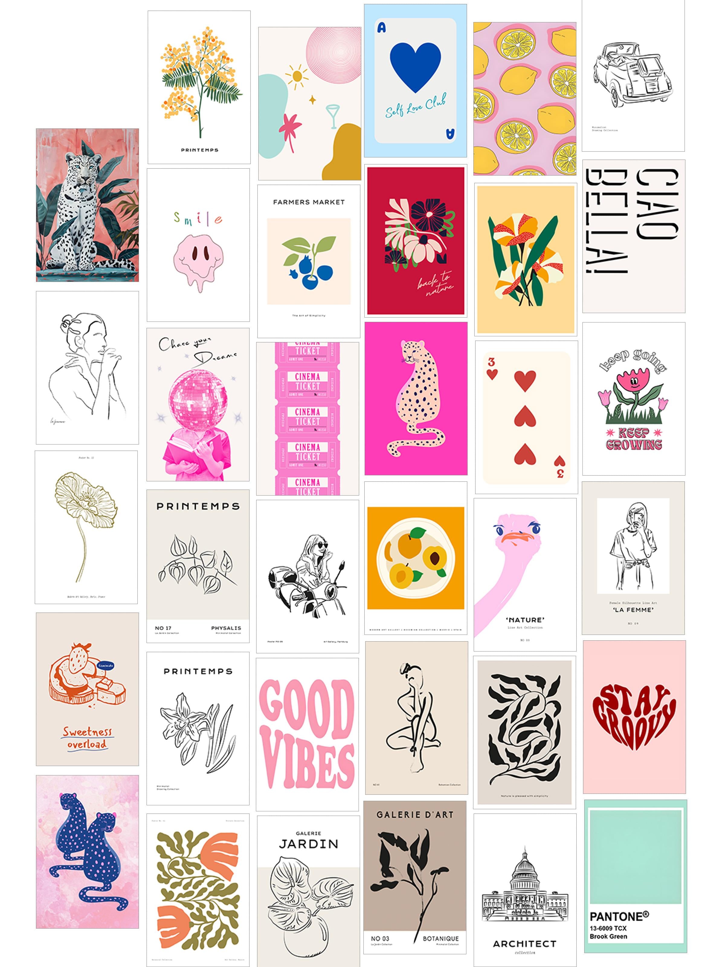 Poster Seti - Karışık Kolaj Poster Seti - 35 Adet Çerçevesiz Poster 10*15cm - Yapışkan Hediyeli