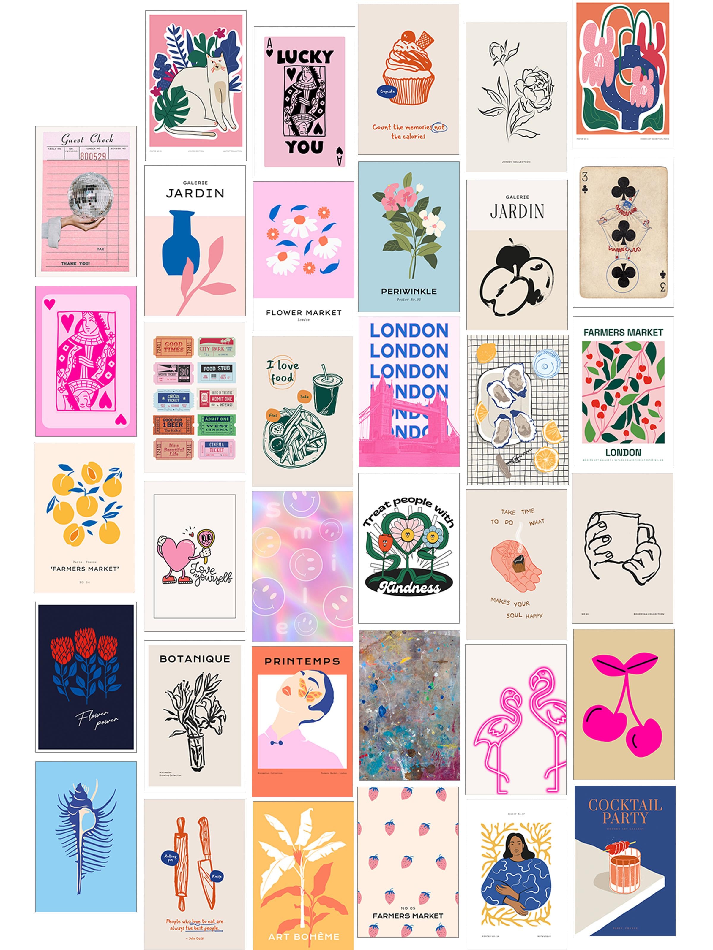 Poster Seti - Karışık Kolaj Poster Seti - 35 Adet Çerçevesiz Poster 10*15cm - Yapışkan Hediyeli