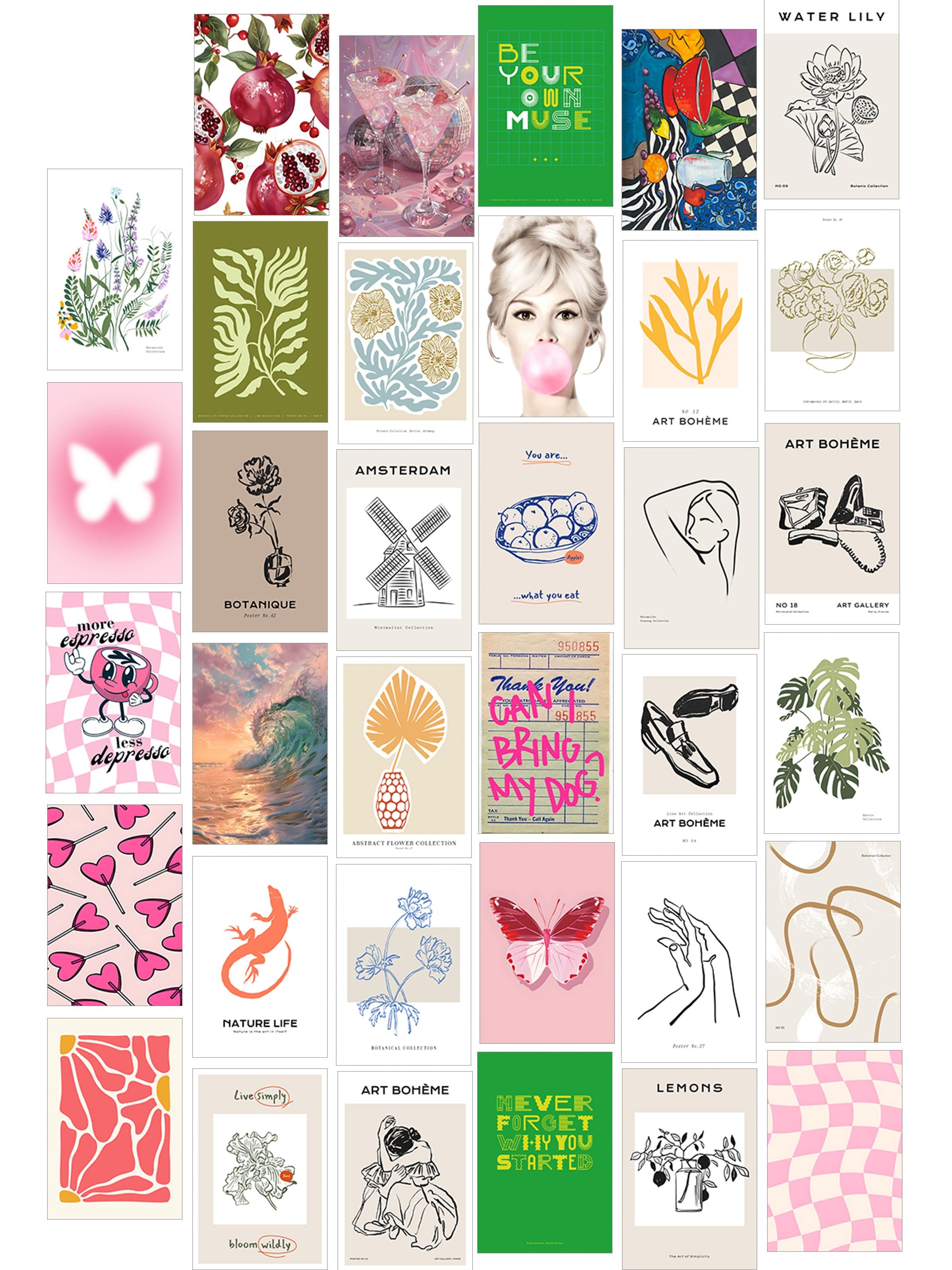 Poster Seti - Karışık Kolaj Poster Seti - 35 Adet Çerçevesiz Poster 10*15cm - Yapışkan Hediyeli