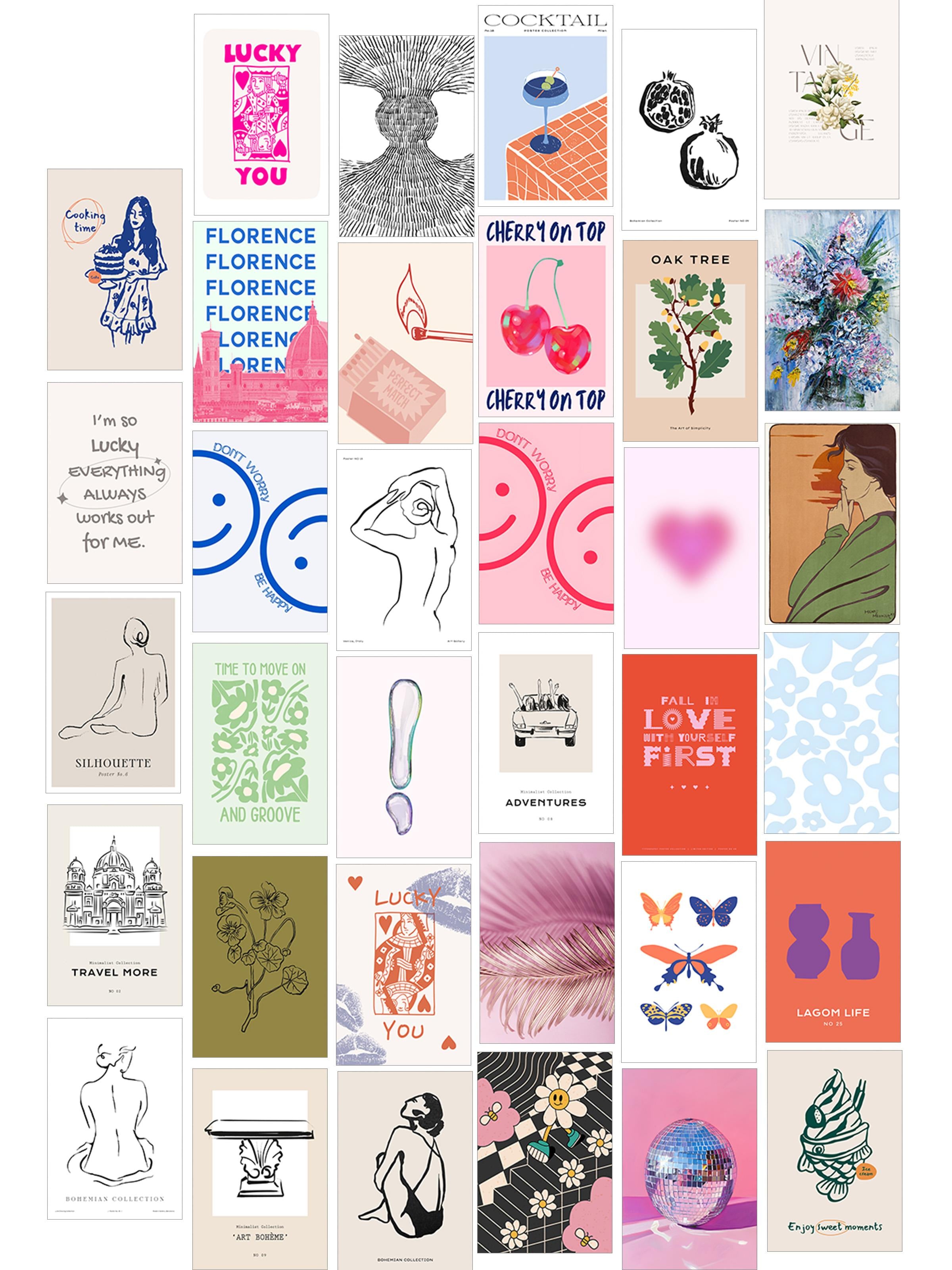 Poster Seti - Karışık Kolaj Poster Seti - 35 Adet Çerçevesiz Poster 10*15cm - Yapışkan Hediyeli