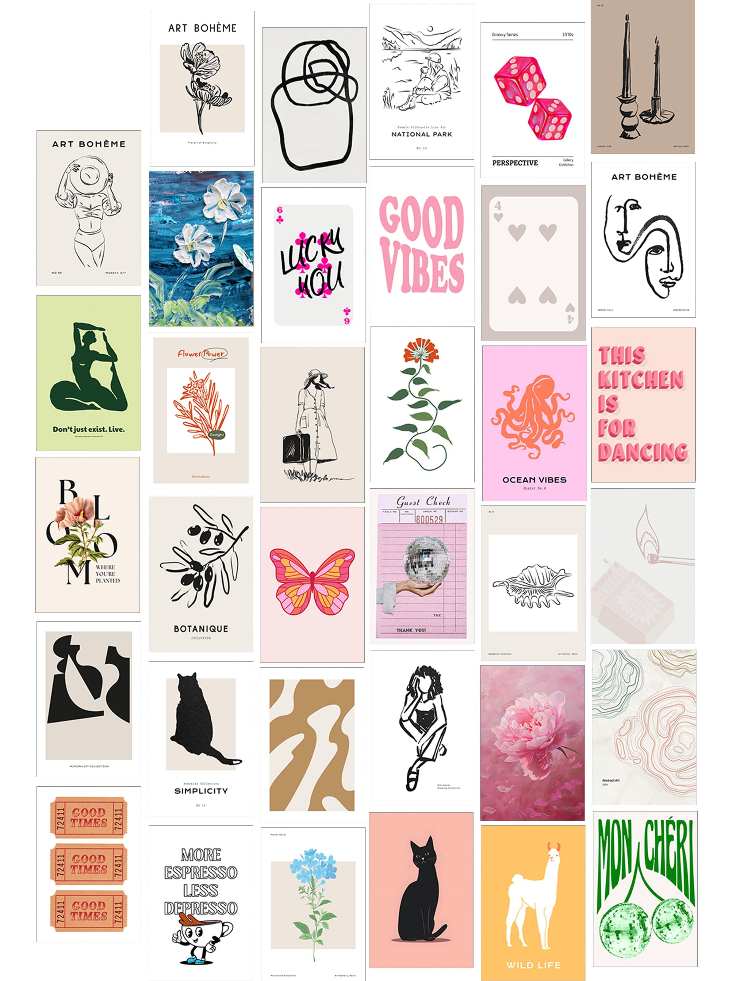 Poster Seti - Karışık Kolaj Poster Seti - 35 Adet Çerçevesiz Poster 10*15cm - Yapışkan Hediyeli