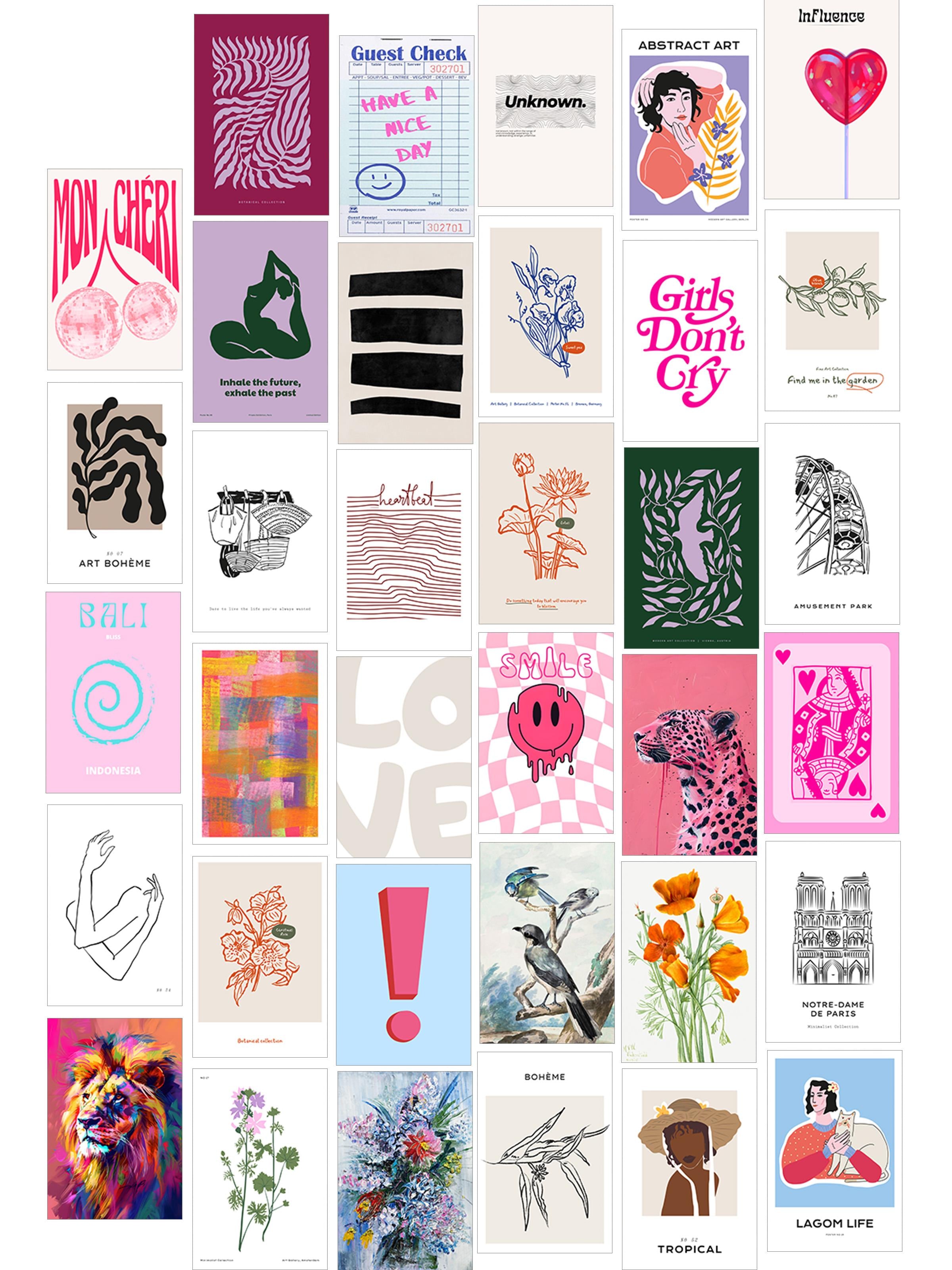 Poster Seti - Karışık Kolaj Poster Seti - 35 Adet Çerçevesiz Poster 10*15cm - Yapışkan Hediyeli