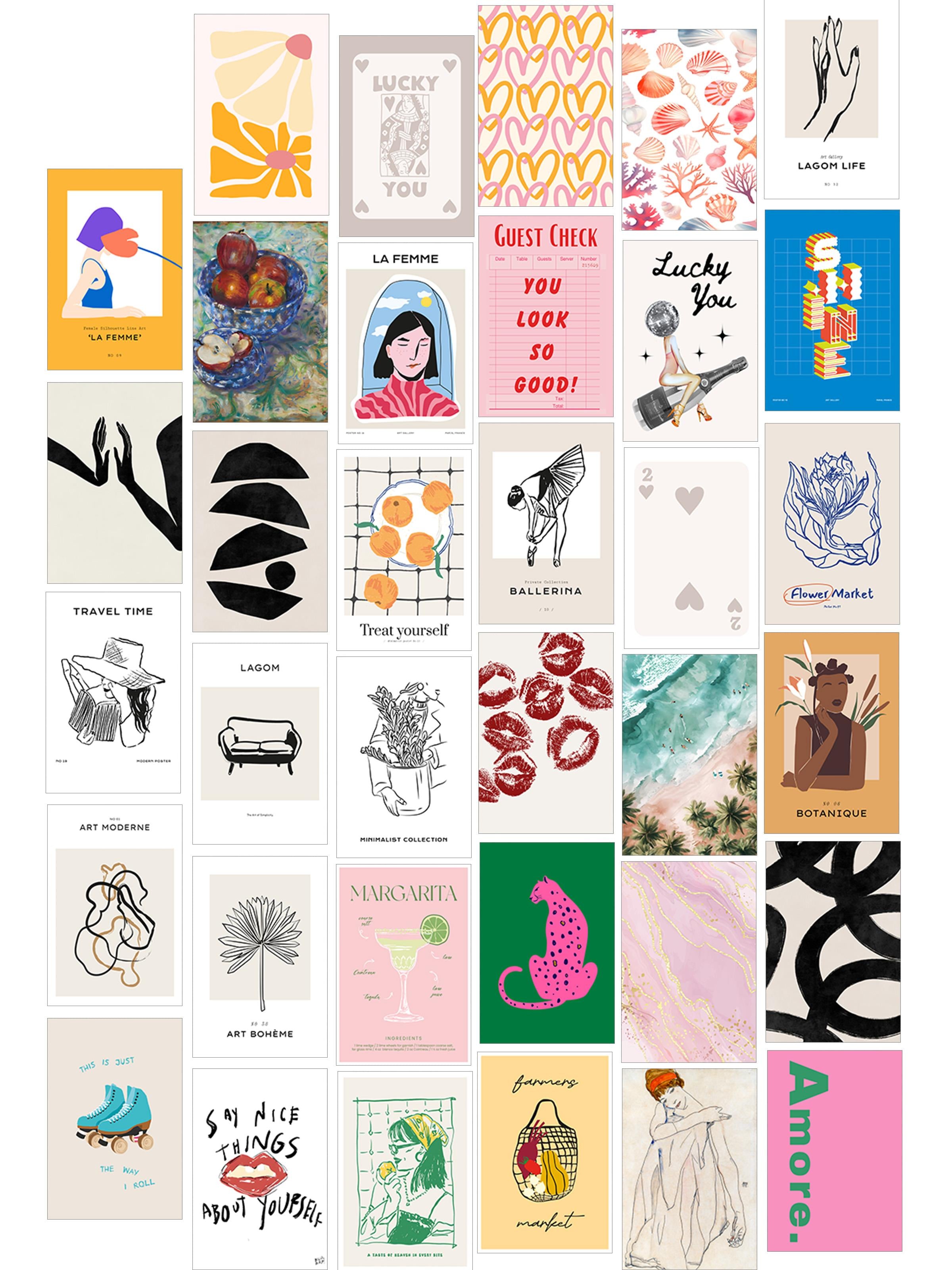 Poster Seti - Karışık Kolaj Poster Seti - 35 Adet Çerçevesiz Poster 10*15cm - Yapışkan Hediyeli