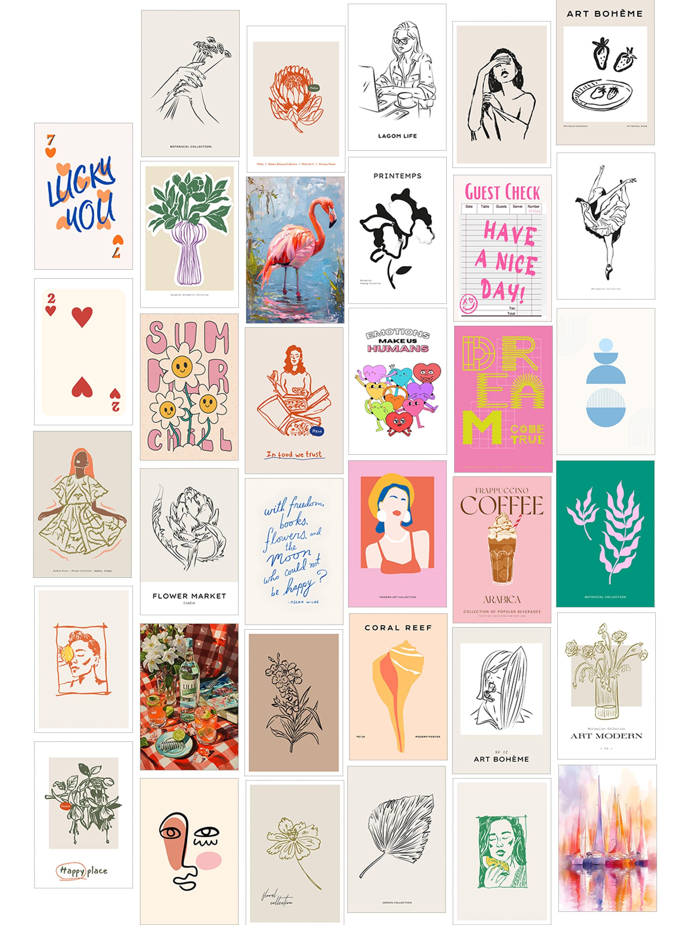 Poster Seti - Karışık Kolaj Poster Seti - 35 Adet Çerçevesiz Poster 10*15cm - Yapışkan Hediyeli