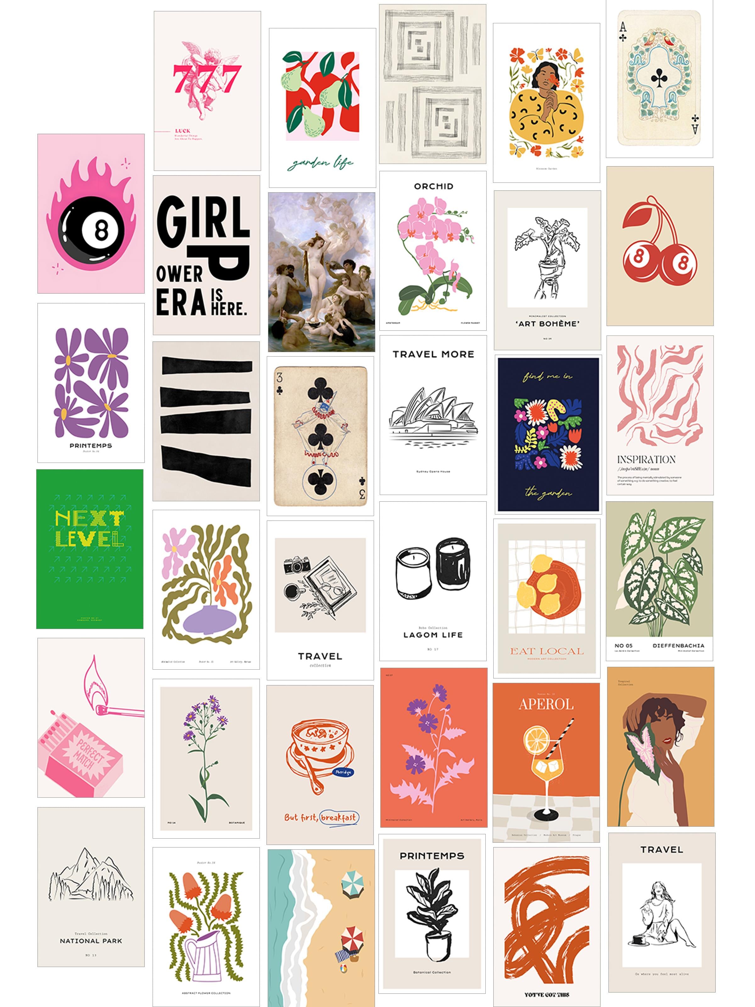 Poster Seti - Karışık Kolaj Poster Seti - 35 Adet Çerçevesiz Poster 10*15cm - Yapışkan Hediyeli