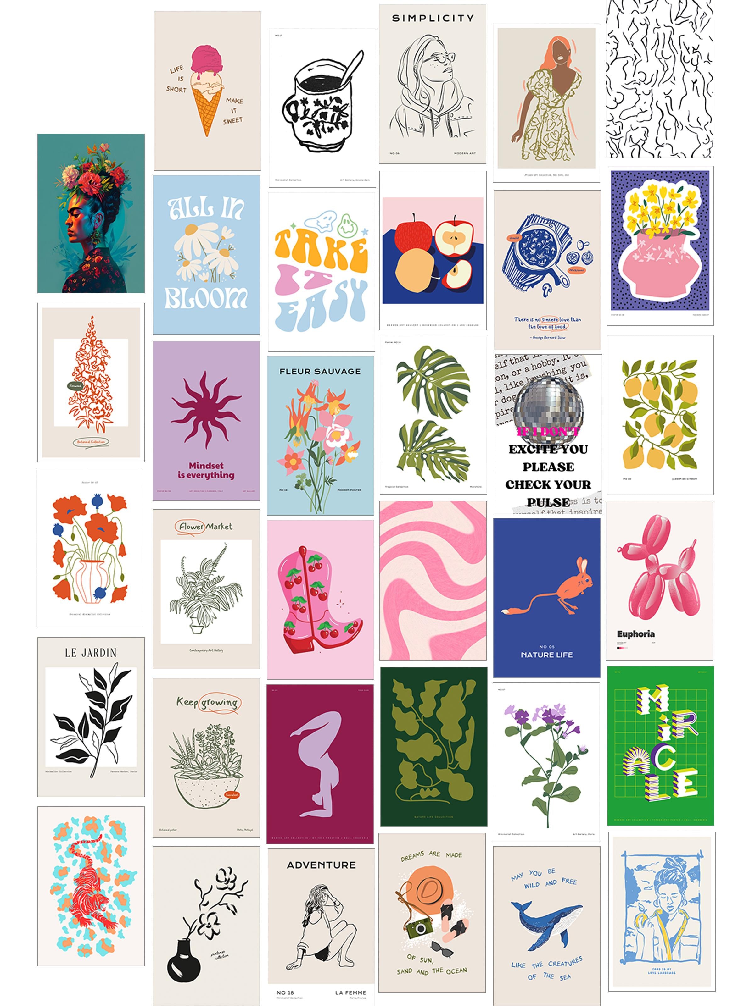Poster Seti - Karışık Kolaj Poster Seti - 35 Adet Çerçevesiz Poster 10*15cm - Yapışkan Hediyeli