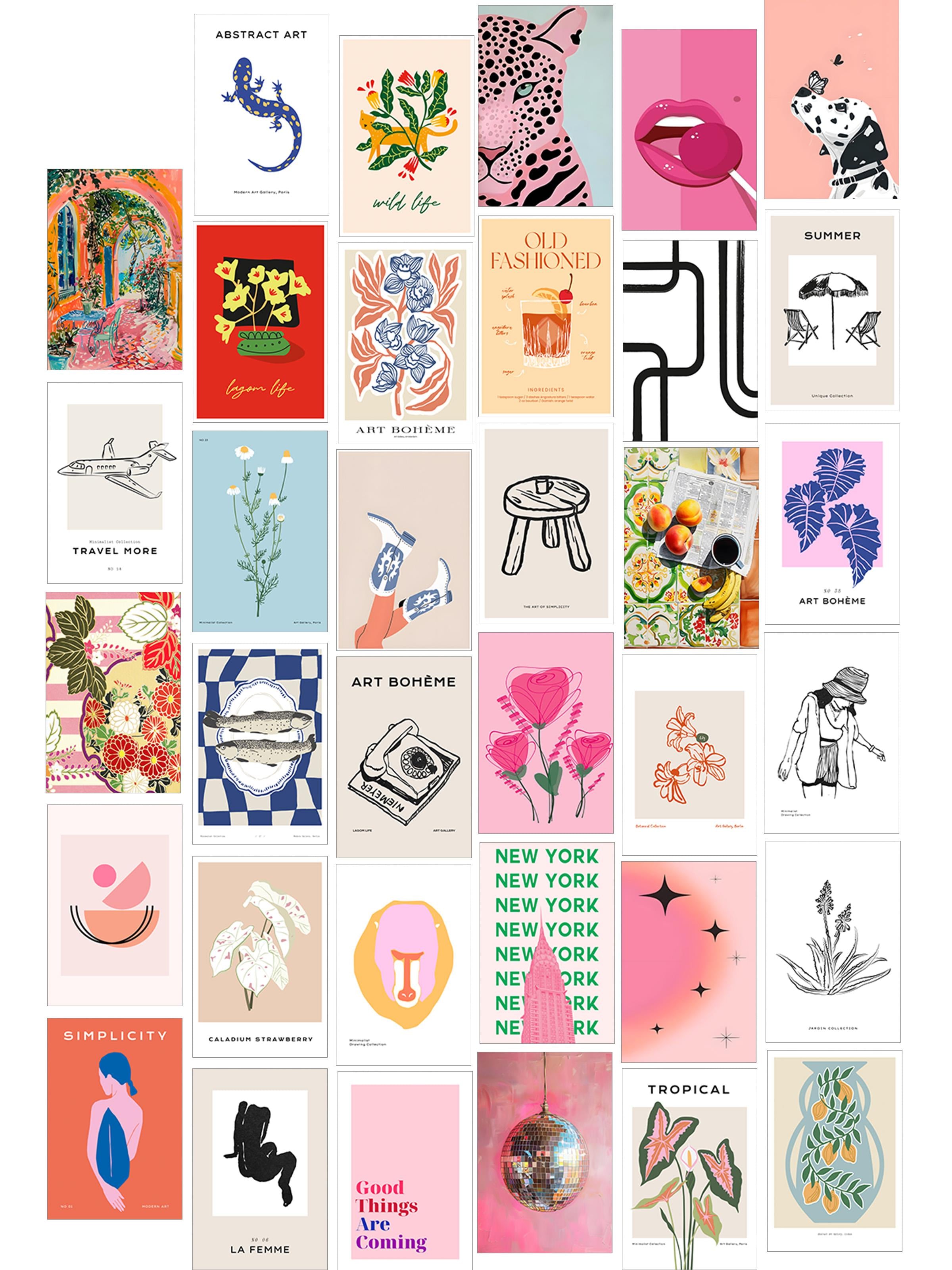 Poster Seti - Karışık Kolaj Poster Seti - 35 Adet Çerçevesiz Poster 10*15cm - Yapışkan Hediyeli