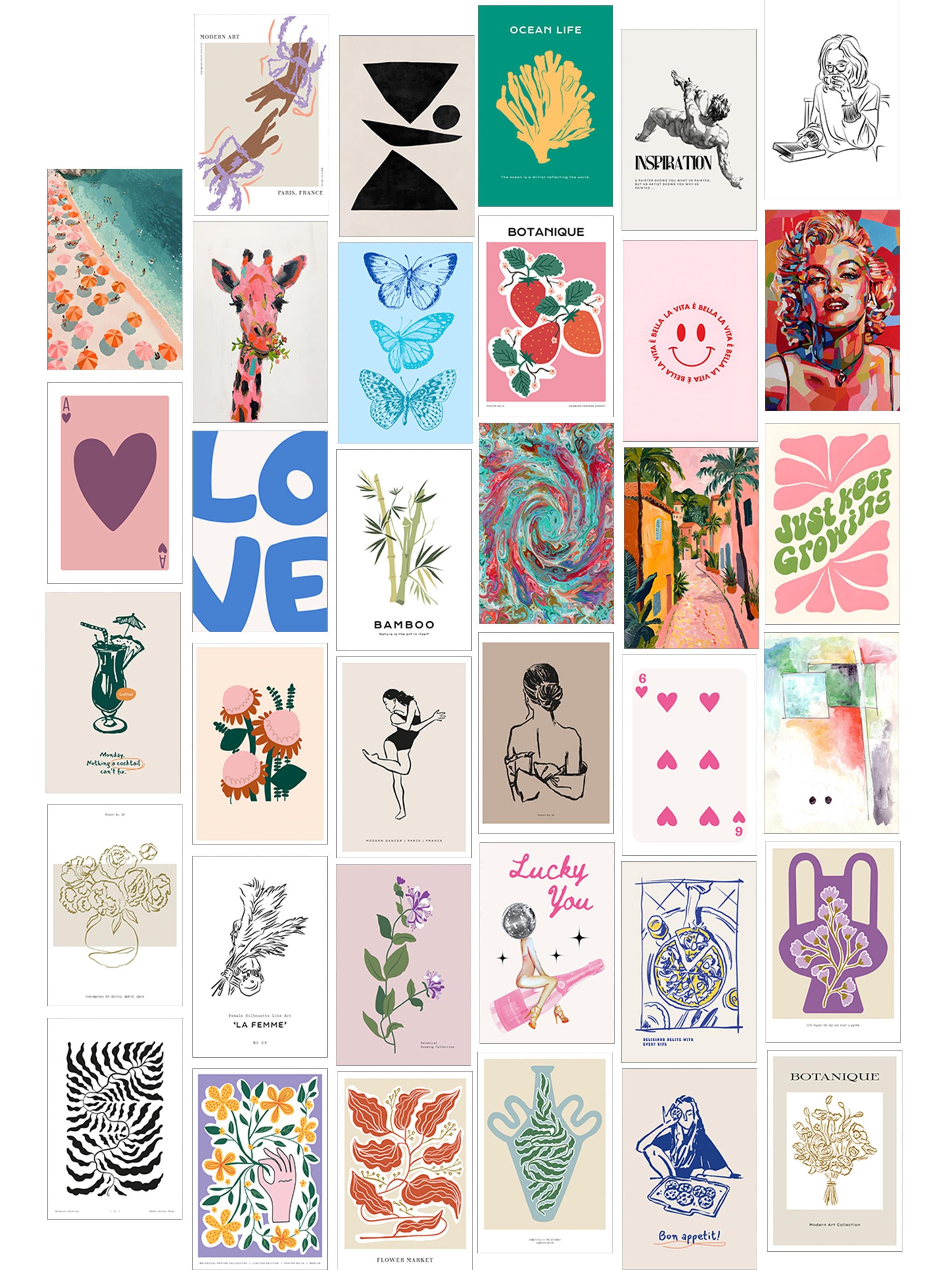 Poster Seti - Karışık Kolaj Poster Seti - 35 Adet Çerçevesiz Poster 10*15cm - Yapışkan Hediyeli