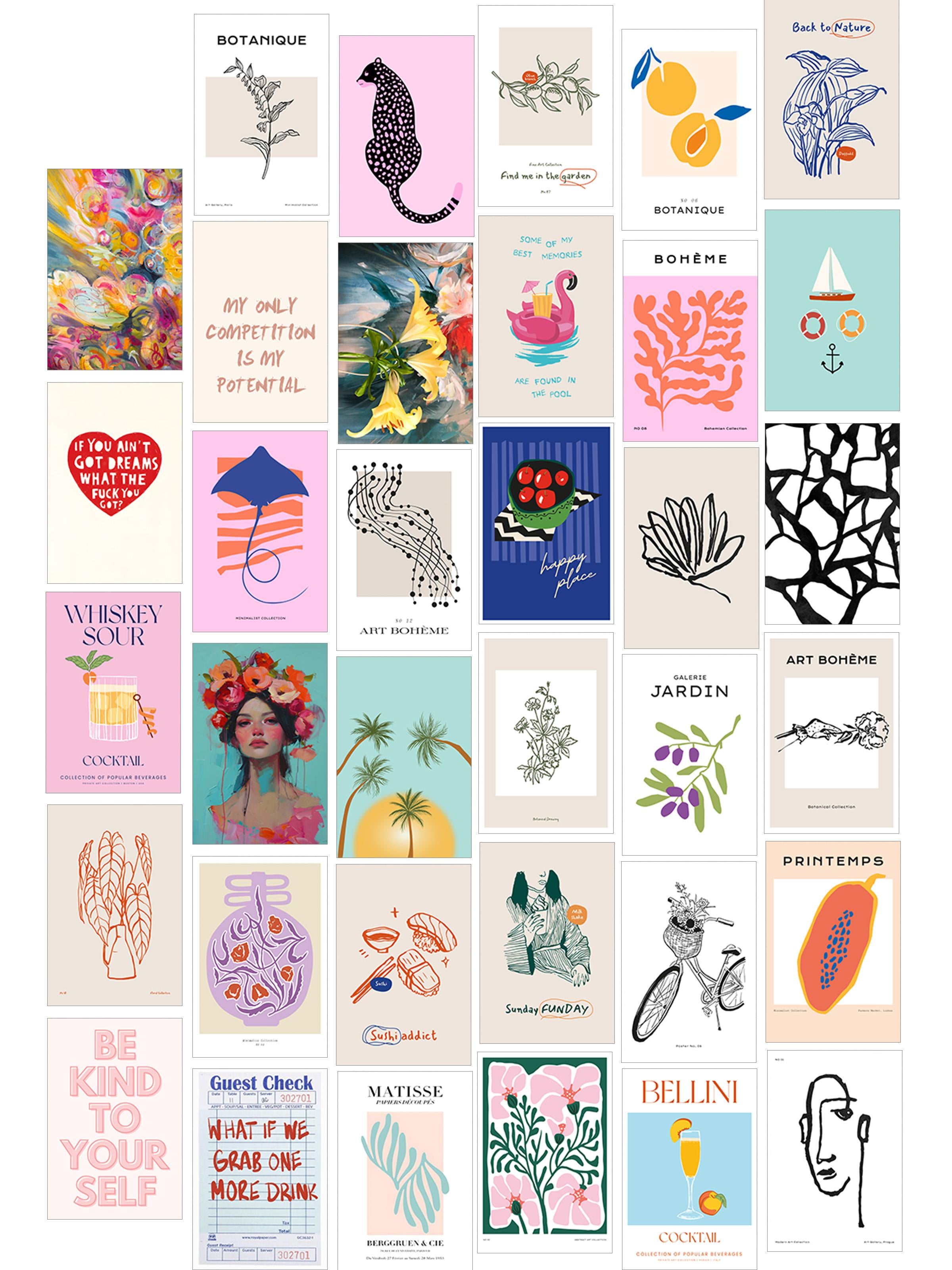 Poster Seti - Karışık Kolaj Poster Seti - 35 Adet Çerçevesiz Poster 10*15cm - Yapışkan Hediyeli
