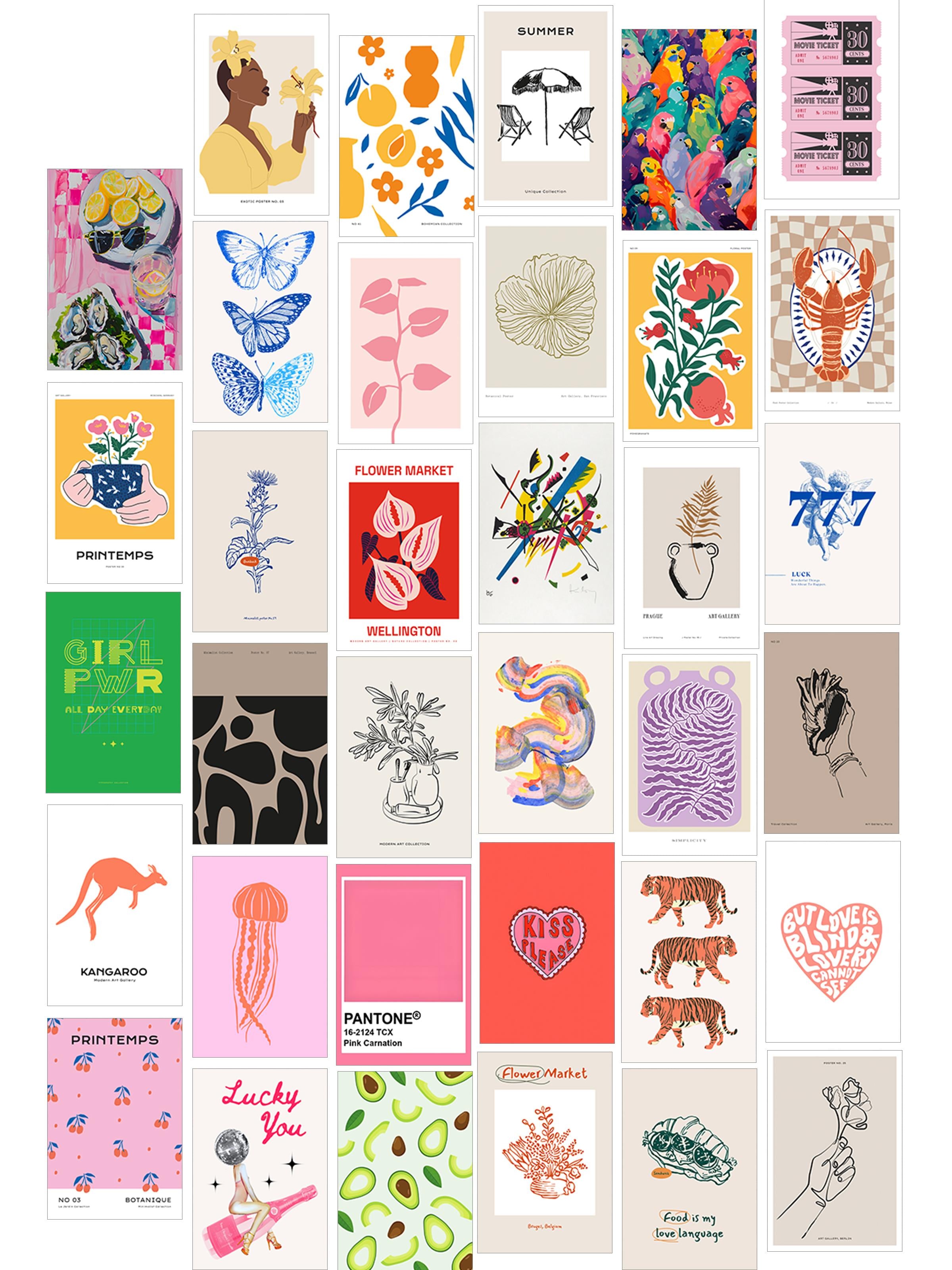 Poster Seti - Karışık Kolaj Poster Seti - 35 Adet Çerçevesiz Poster 10*15cm - Yapışkan Hediyeli