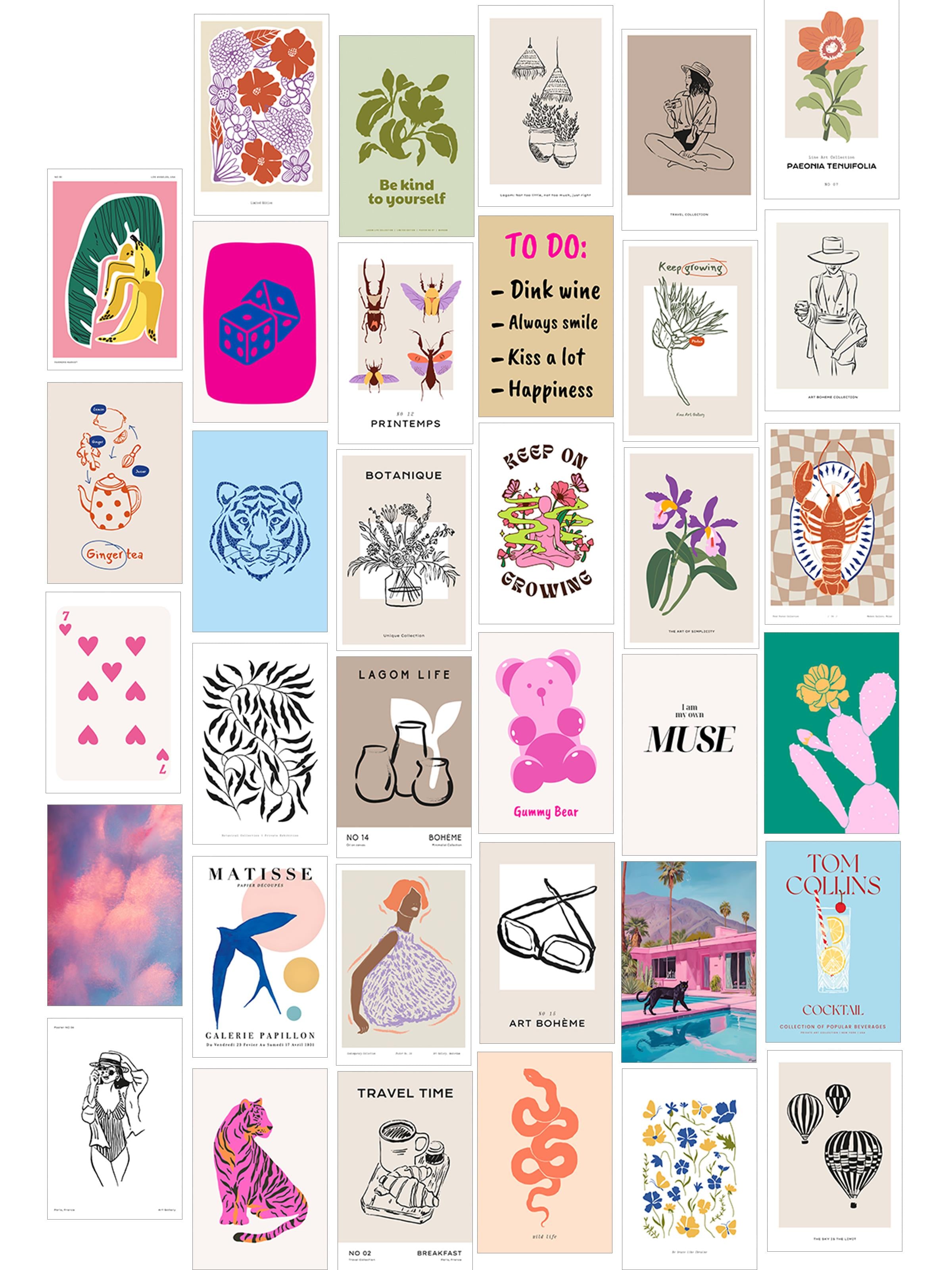 Poster Seti - Karışık Kolaj Poster Seti - 35 Adet Çerçevesiz Poster 10*15cm - Yapışkan Hediyeli