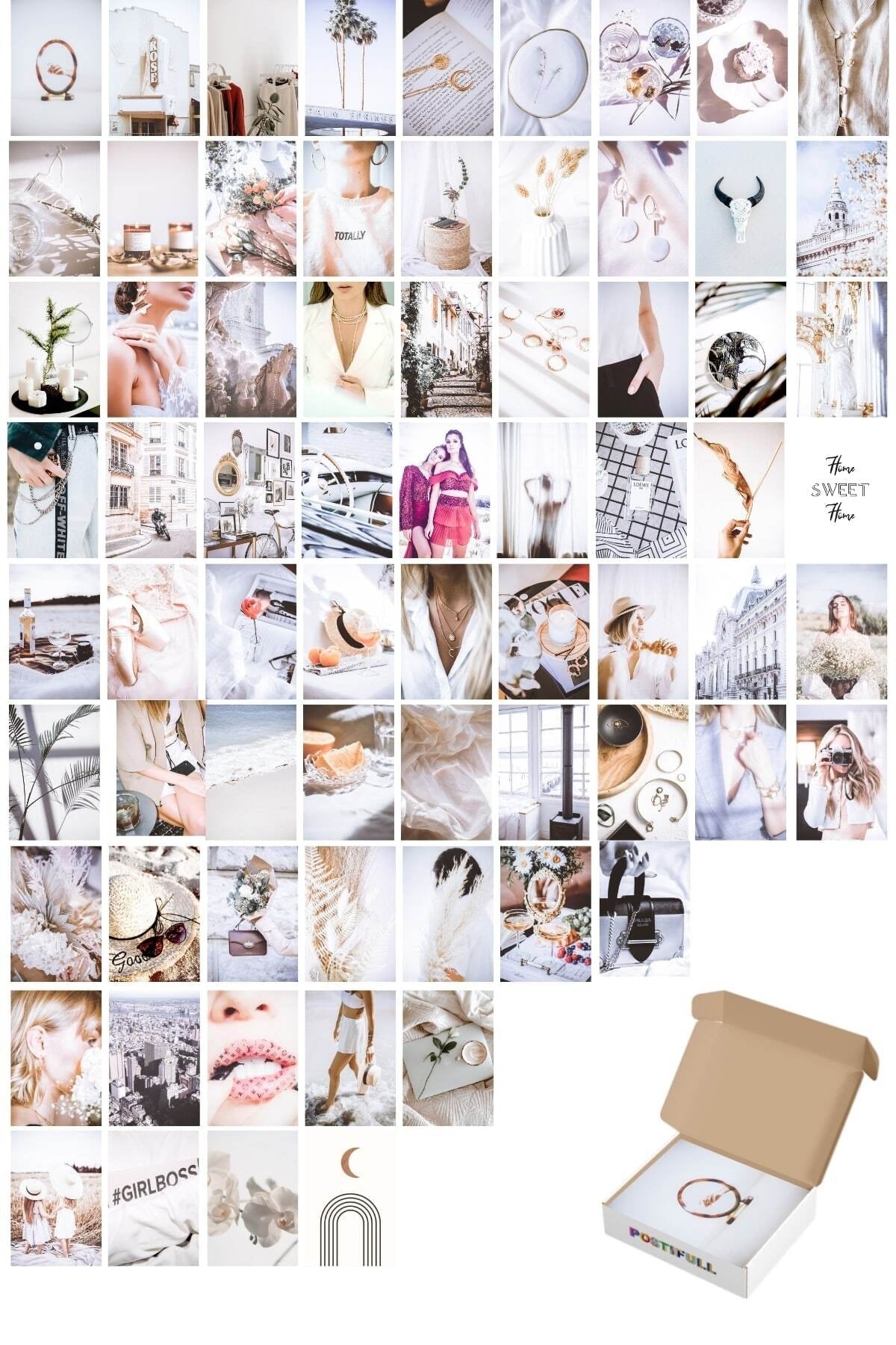 Poster Seti, Poster Kolaj Seti, Arkası Yapışkanlı 70 Adet, Beyaz Poster Seti, Modern Poster Seti