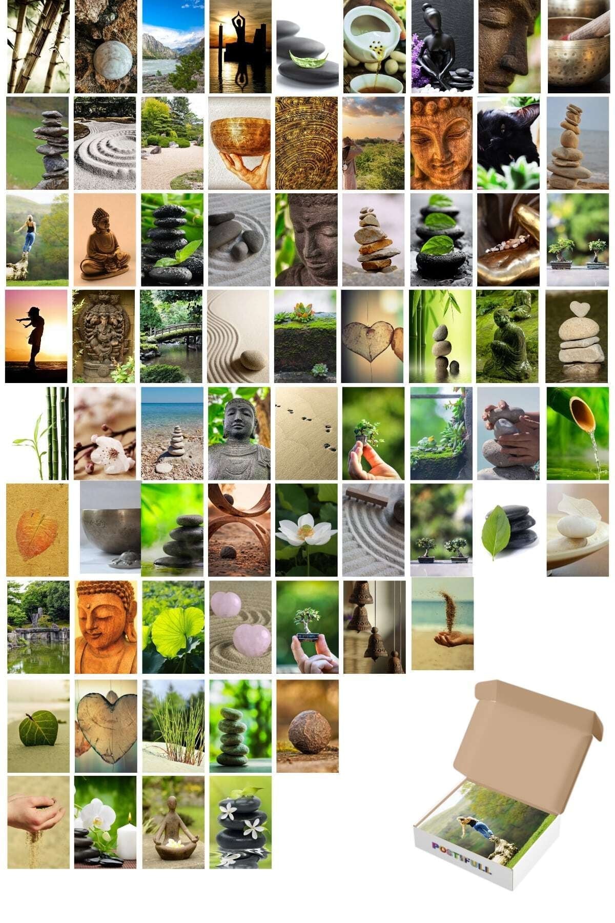 Poster Seti, Yoga Oda Dekorasyon, Arkası Yapışkanlı Poster Kolaj Seti, 70 Adet, Bohem Poster Seti