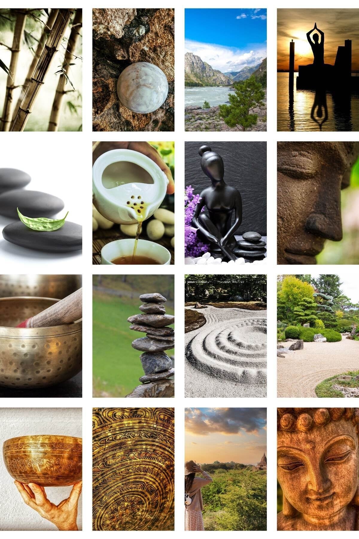 Poster Seti, Yoga Oda Dekorasyon, Arkası Yapışkanlı Poster Kolaj Seti, 70 Adet, Bohem Poster Seti