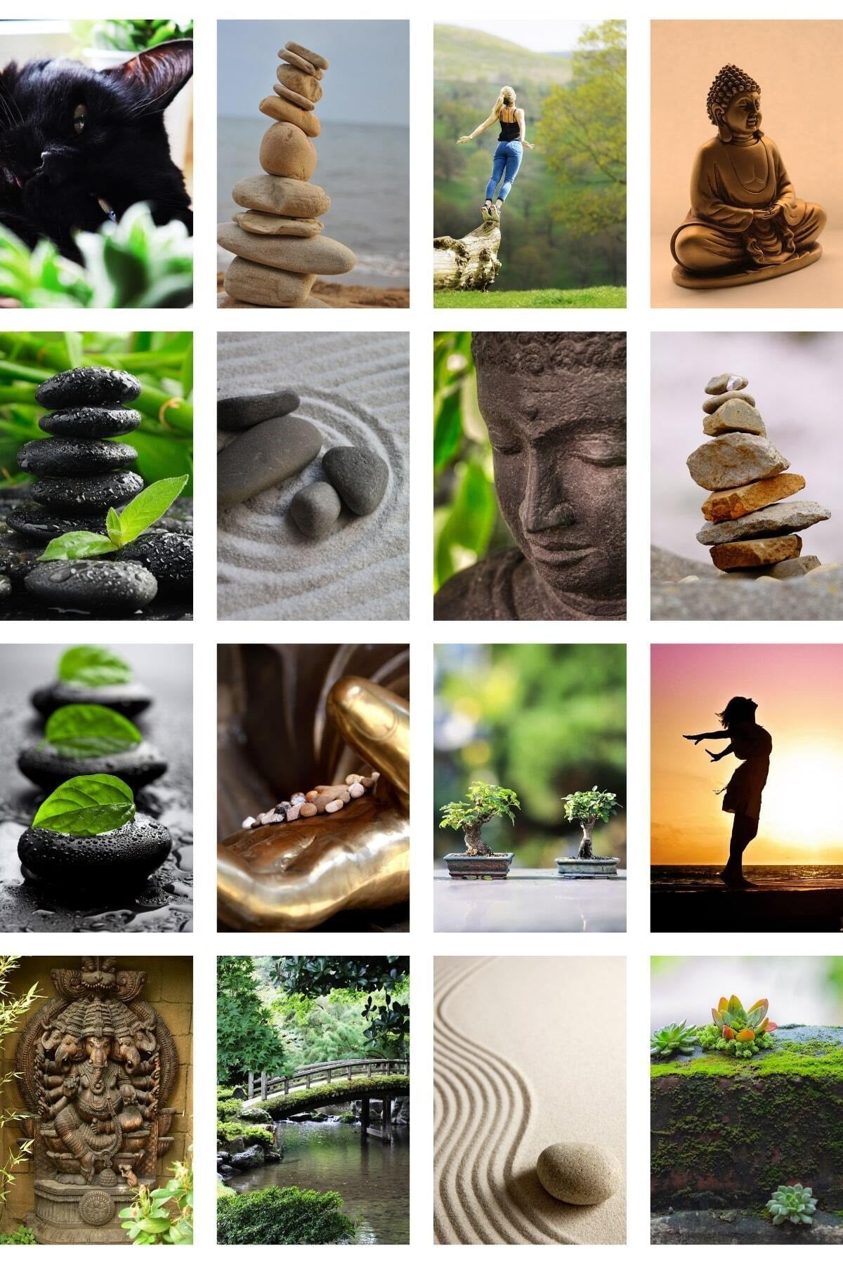 Poster Seti, Yoga Oda Dekorasyon, Arkası Yapışkanlı Poster Kolaj Seti, 70 Adet, Bohem Poster Seti