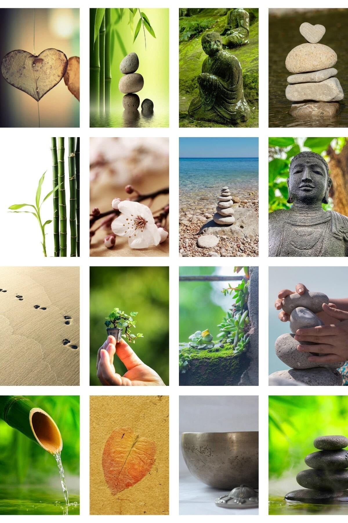 Poster Seti, Yoga Oda Dekorasyon, Arkası Yapışkanlı Poster Kolaj Seti, 70 Adet, Bohem Poster Seti