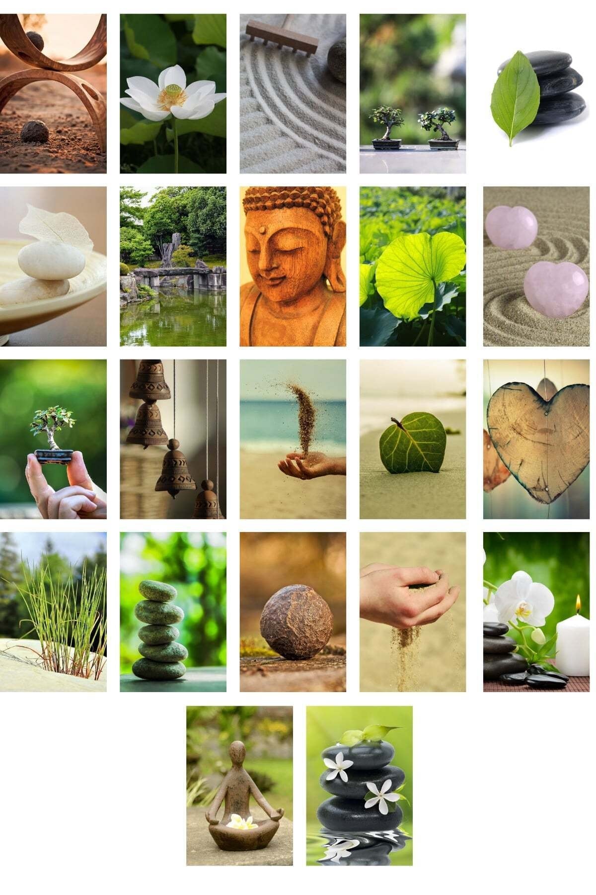 Poster Seti, Yoga Oda Dekorasyon, Arkası Yapışkanlı Poster Kolaj Seti, 70 Adet, Bohem Poster Seti