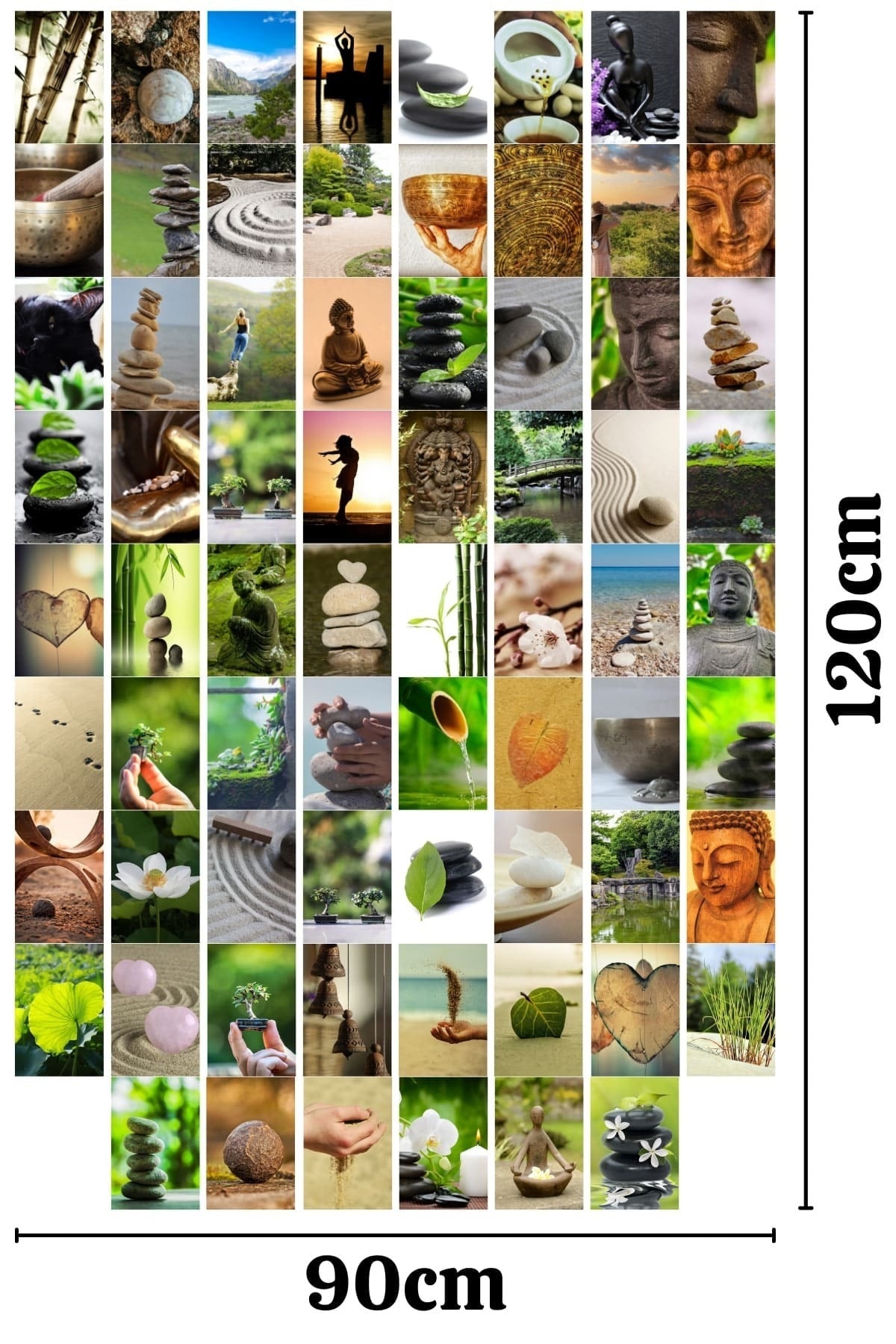 Poster Seti, Yoga Oda Dekorasyon, Arkası Yapışkanlı Poster Kolaj Seti, 70 Adet, Bohem Poster Seti