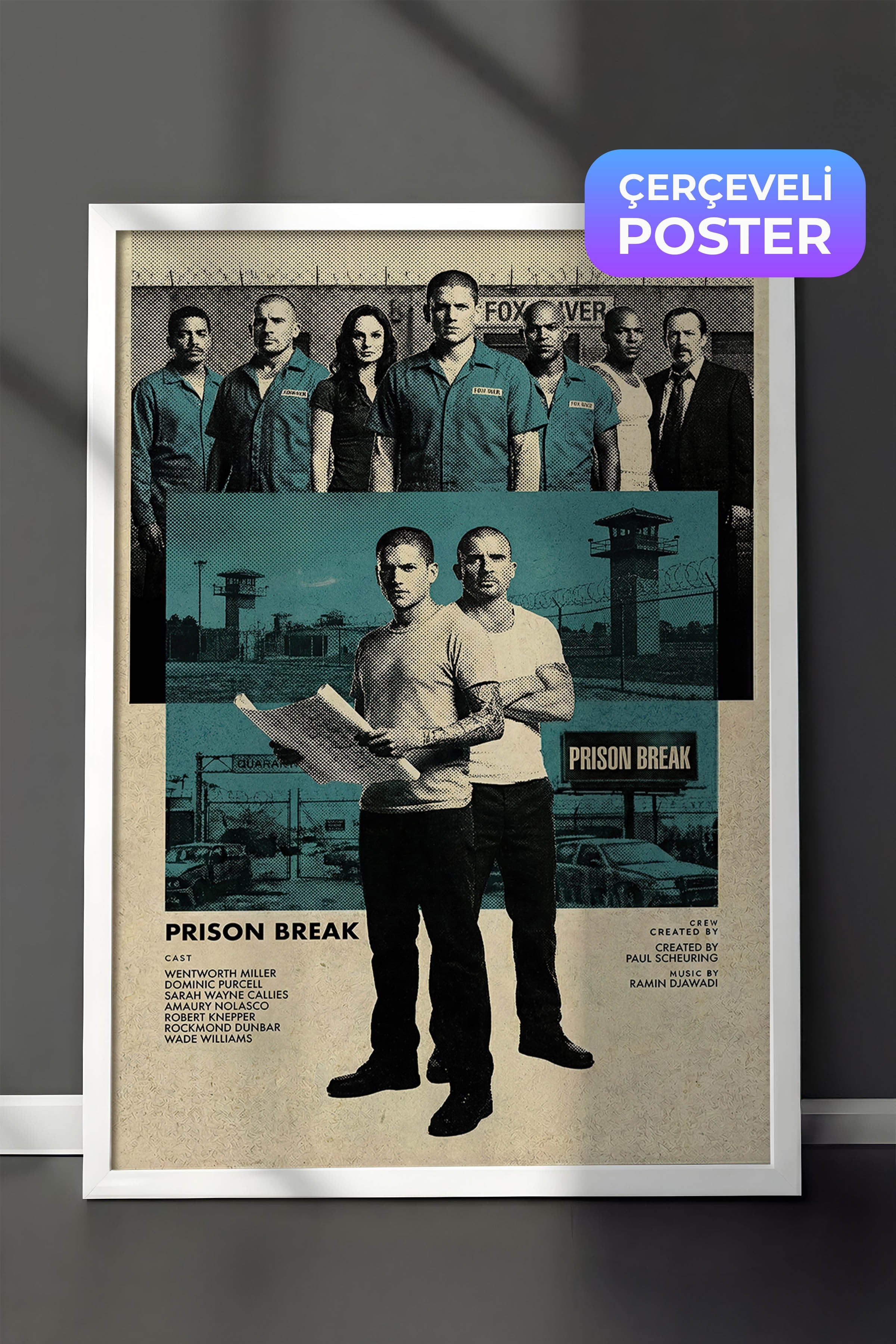Prison Break Beyaz Çerçeveli Poster, Sinema ve Dizi Tablo, Film Dizi Afişleri NO:112773