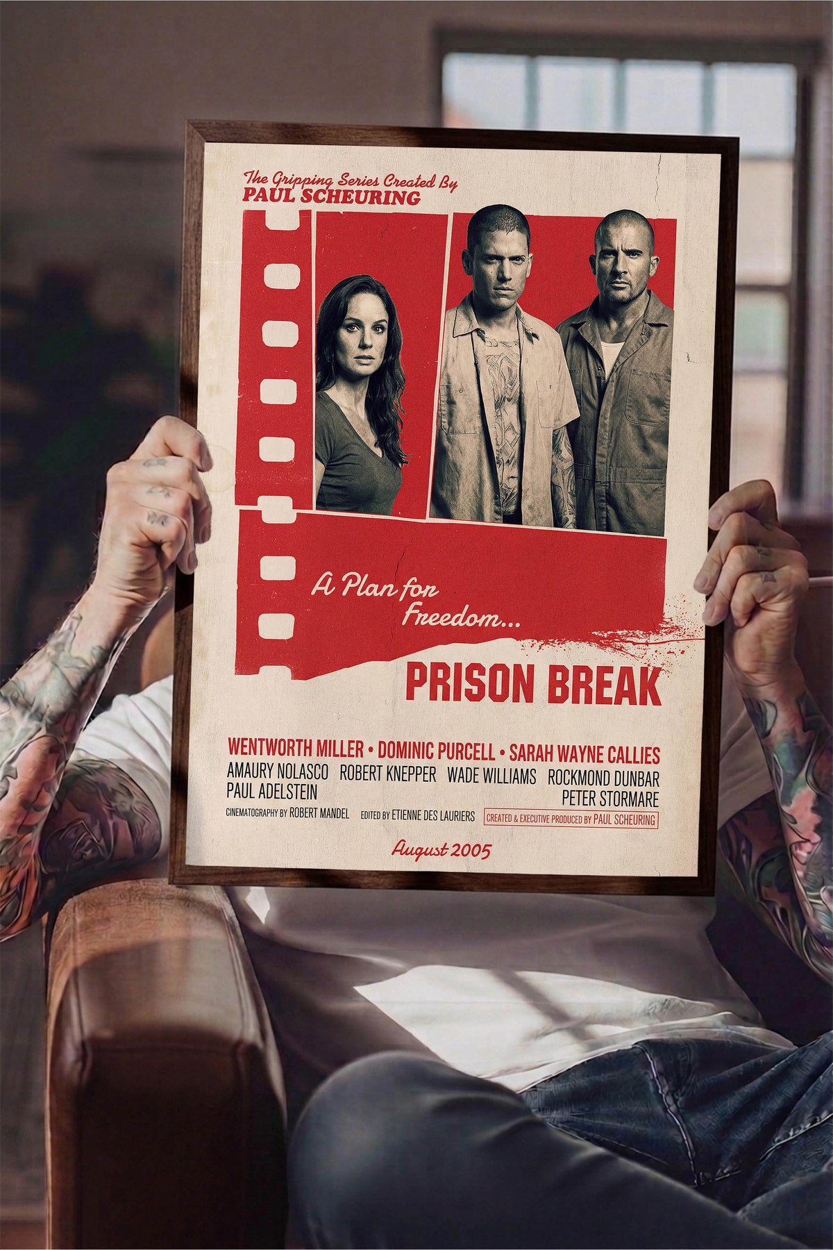 Prison Break Kahverengi Çerçeveli Poster, Sinema ve Dizi Tablo, Film Dizi Afişleri NO:112849