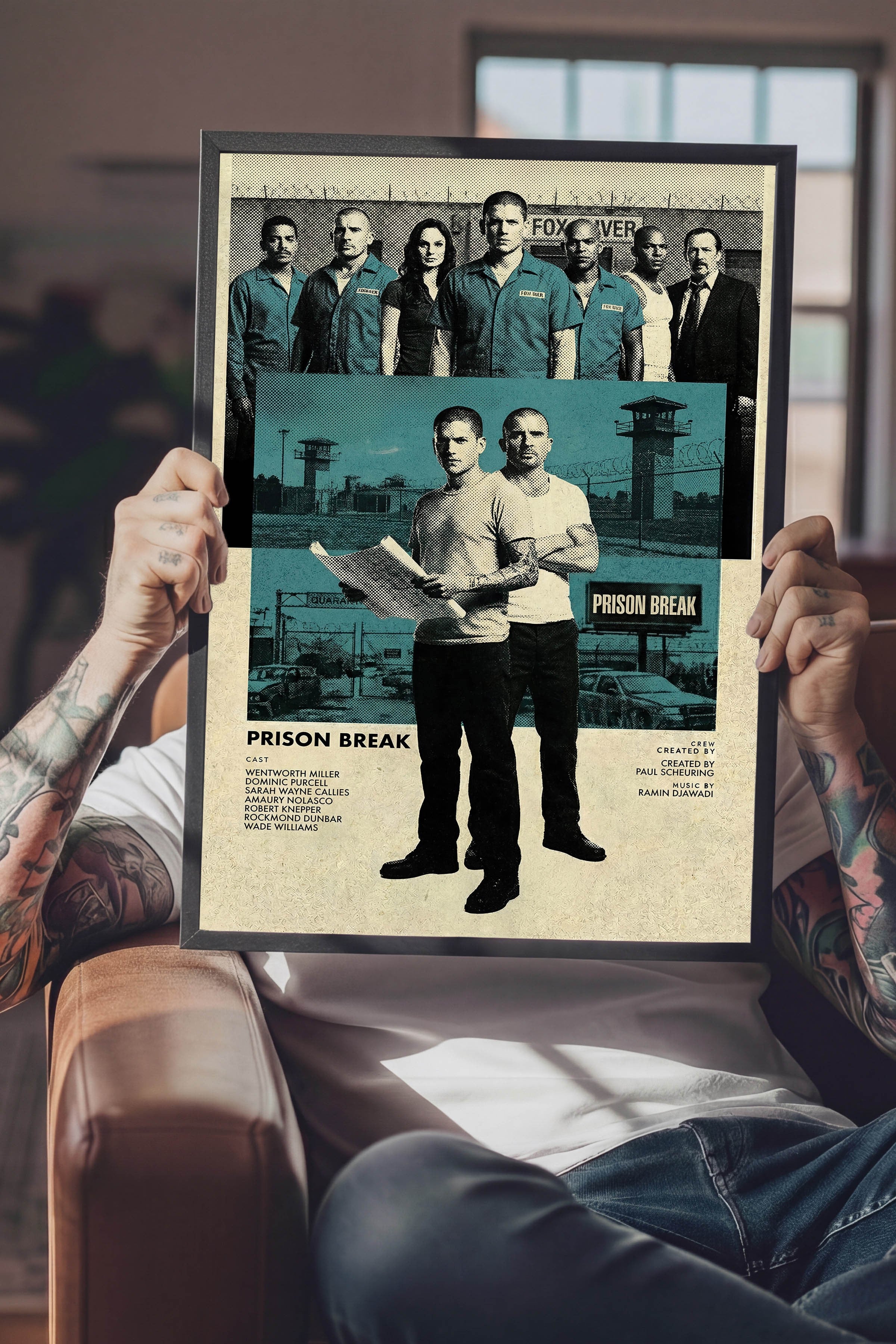 Prison Break Siyah Çerçeveli Poster, Sinema ve Dizi Tablo, Film Dizi Afişleri NO:112773
