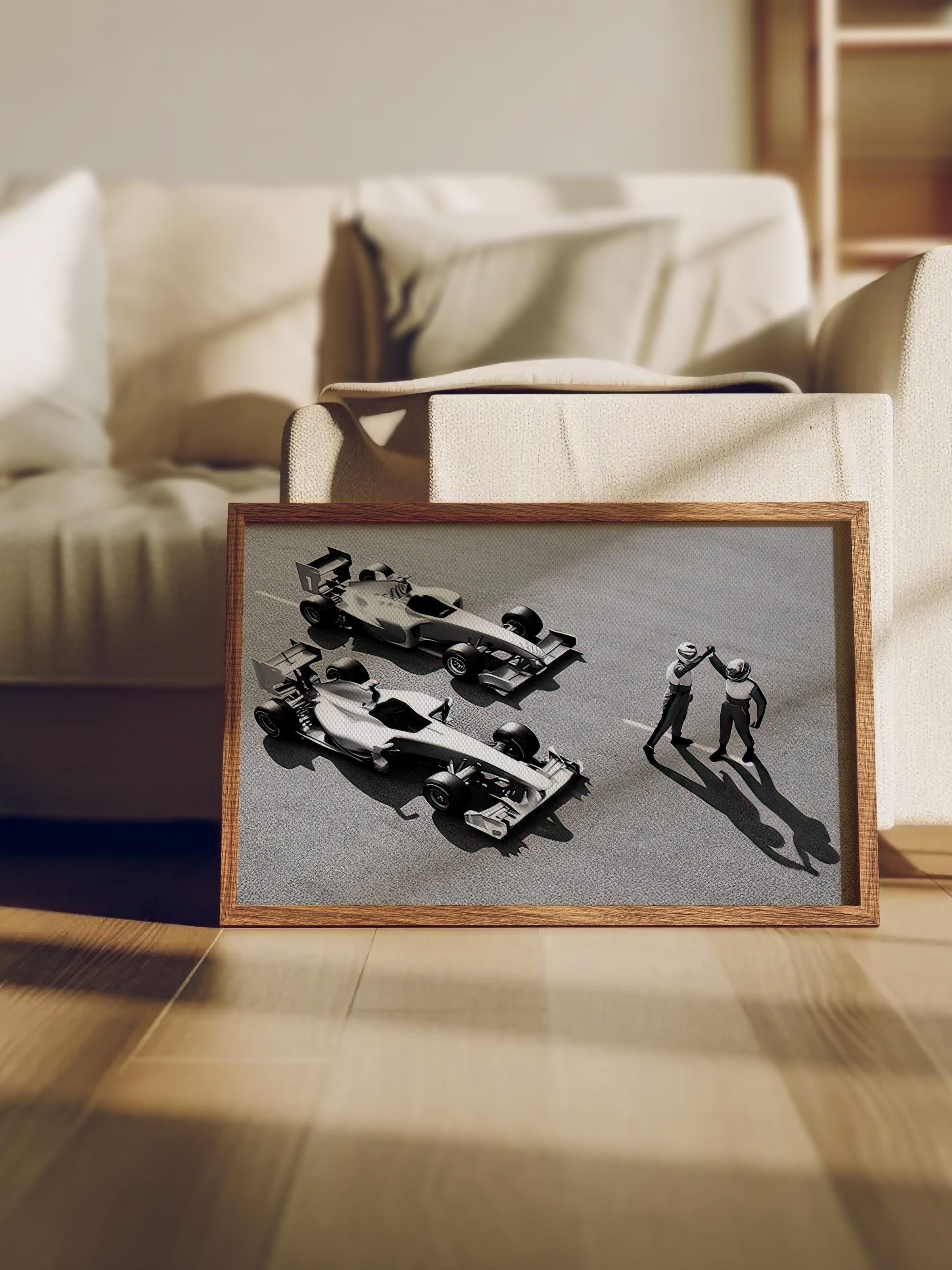 Race Winning Çerçeveli Tablo, Beyaz Çerçeve ve Poster, Yatay Duvar Tablosu Comfort Serisi NO:108392