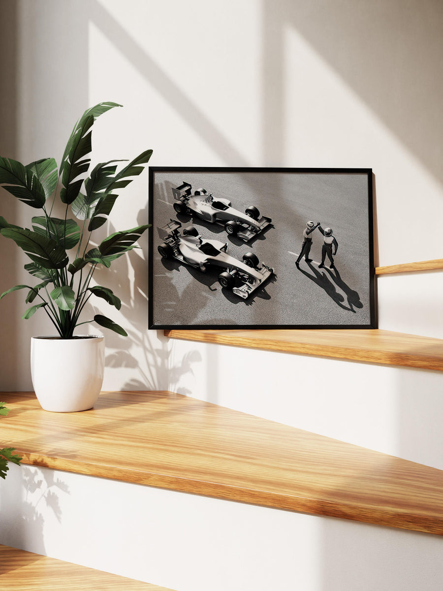 Formula Pistinde Zafer Kutlaması Comfort Serisi Poster – Siyah Çerçeveli Tablo
