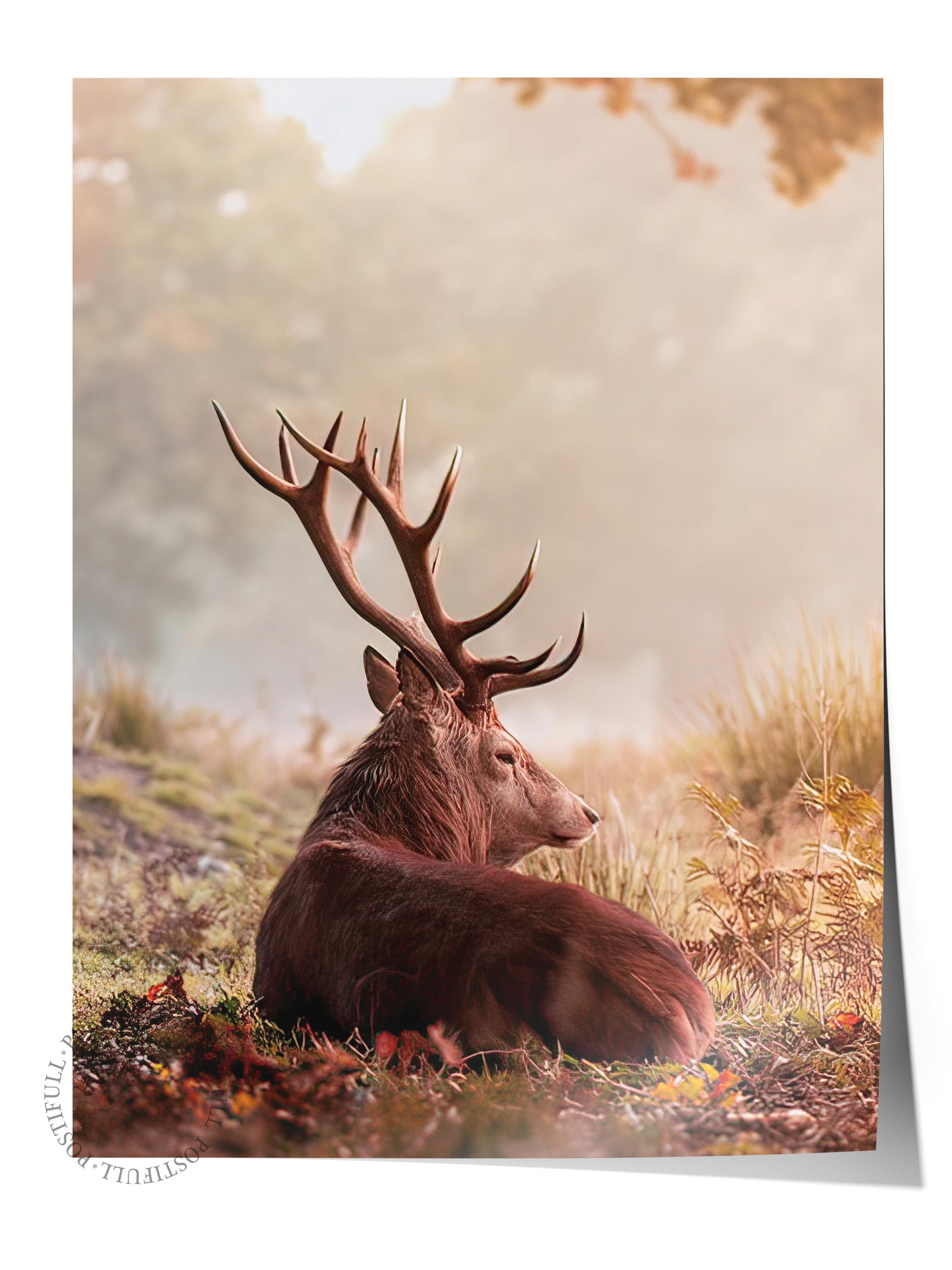 Red Deer Poster, Çerçevesiz Duvar Posteri, Dikey Duvar Tablosu Comfort Serisi NO:108351