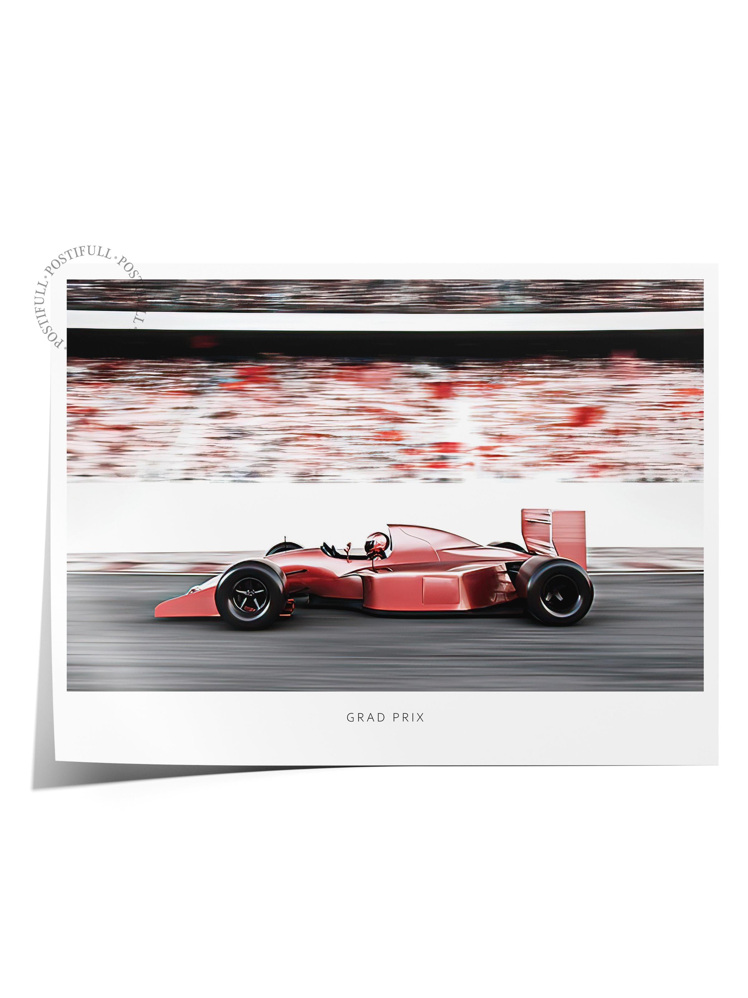 Red Race Car Poster, Çerçevesiz Duvar Posteri, Yatay Duvar Tablosu Comfort Serisi NO:108391