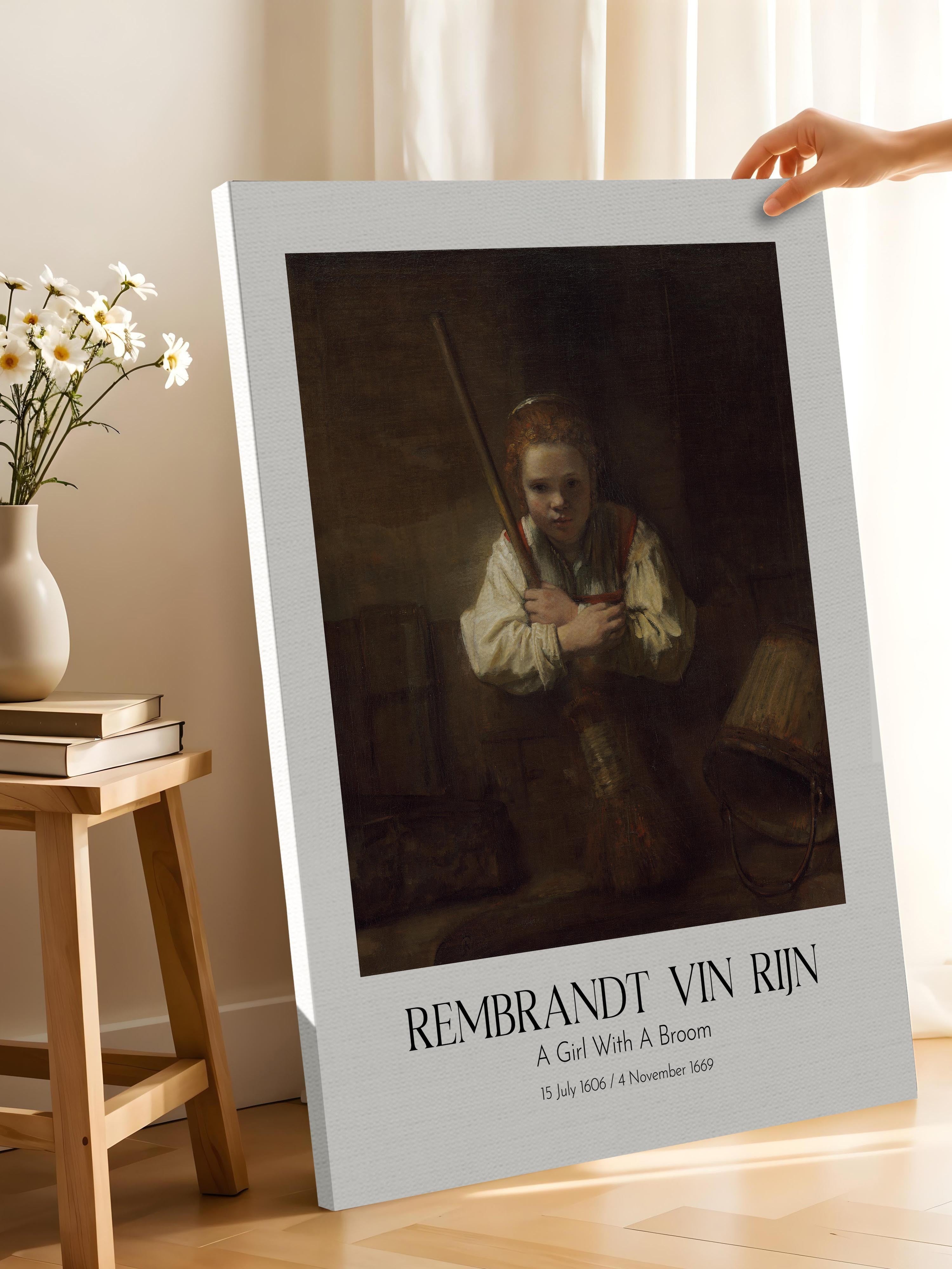 Rembrandt Vin Rijn - A Girl With A Broom, Kanvas Tablo, Sanat Serisi NO:112382