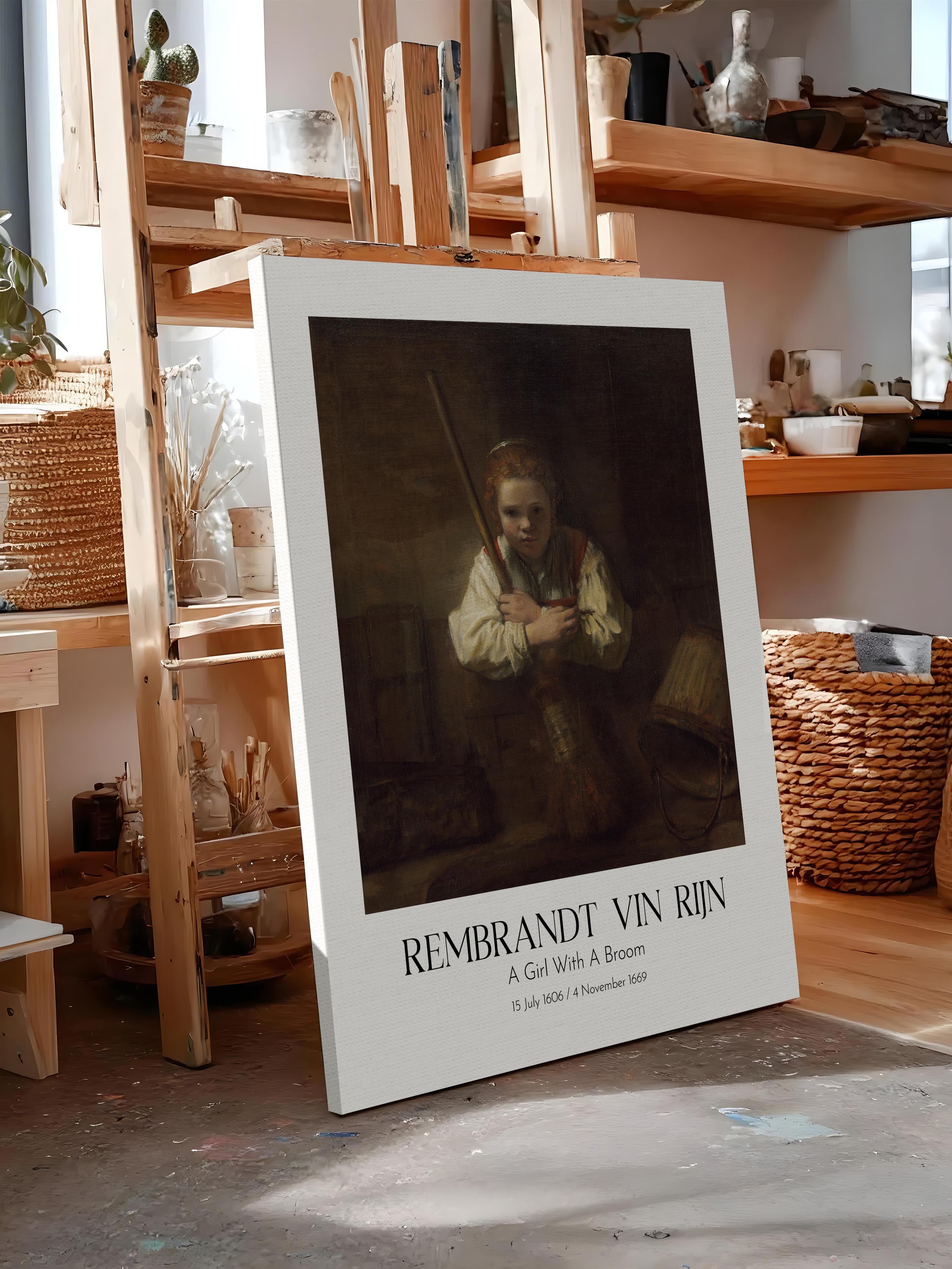 Rembrandt Vin Rijn - A Girl With A Broom, Kanvas Tablo, Sanat Serisi NO:112382