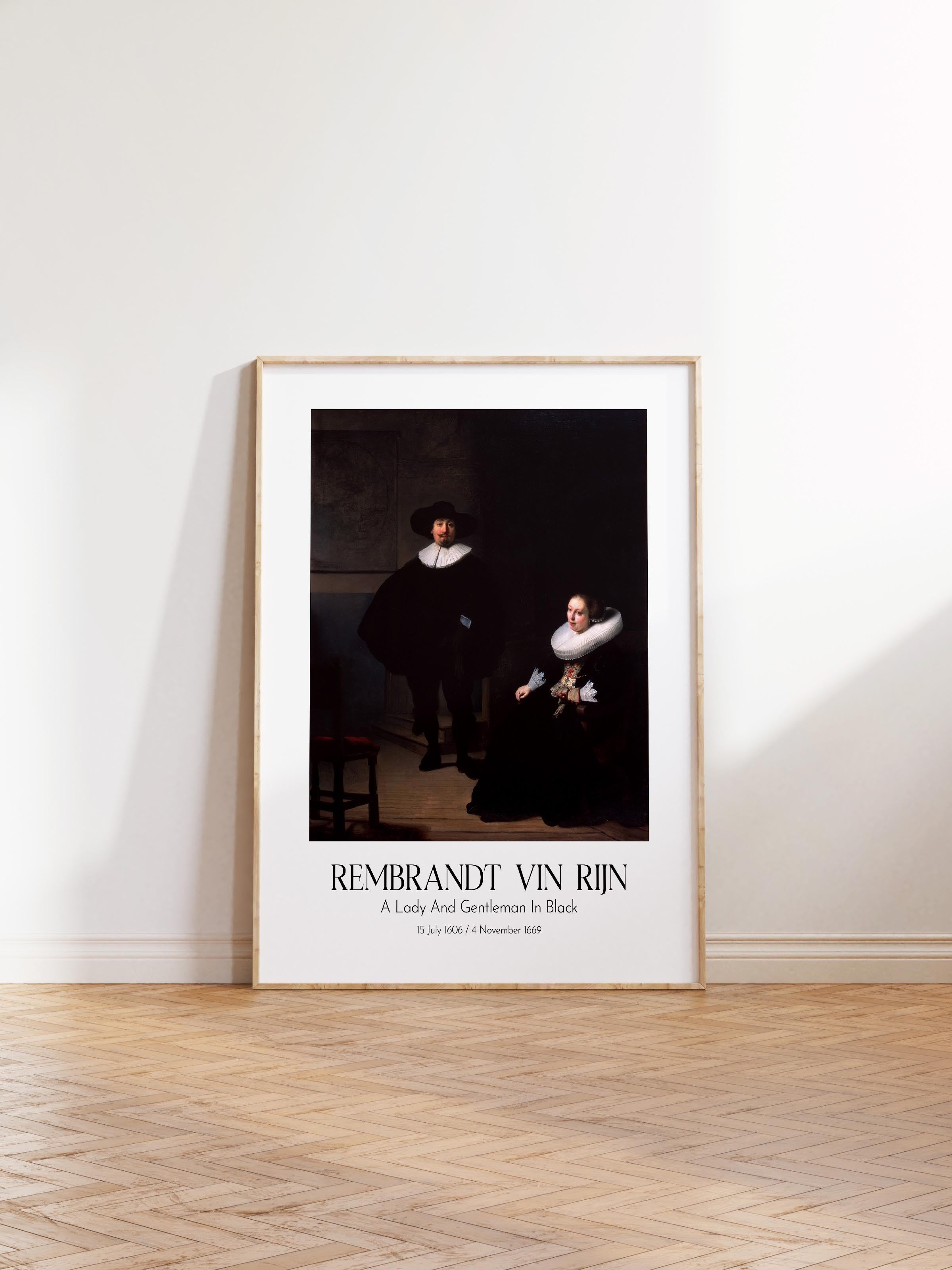 Rembrandt Vin Rijn - A Lady And Gentleman In Black, Ahşap Çerçeveli Tablo, Sanat Serisi NO:112383