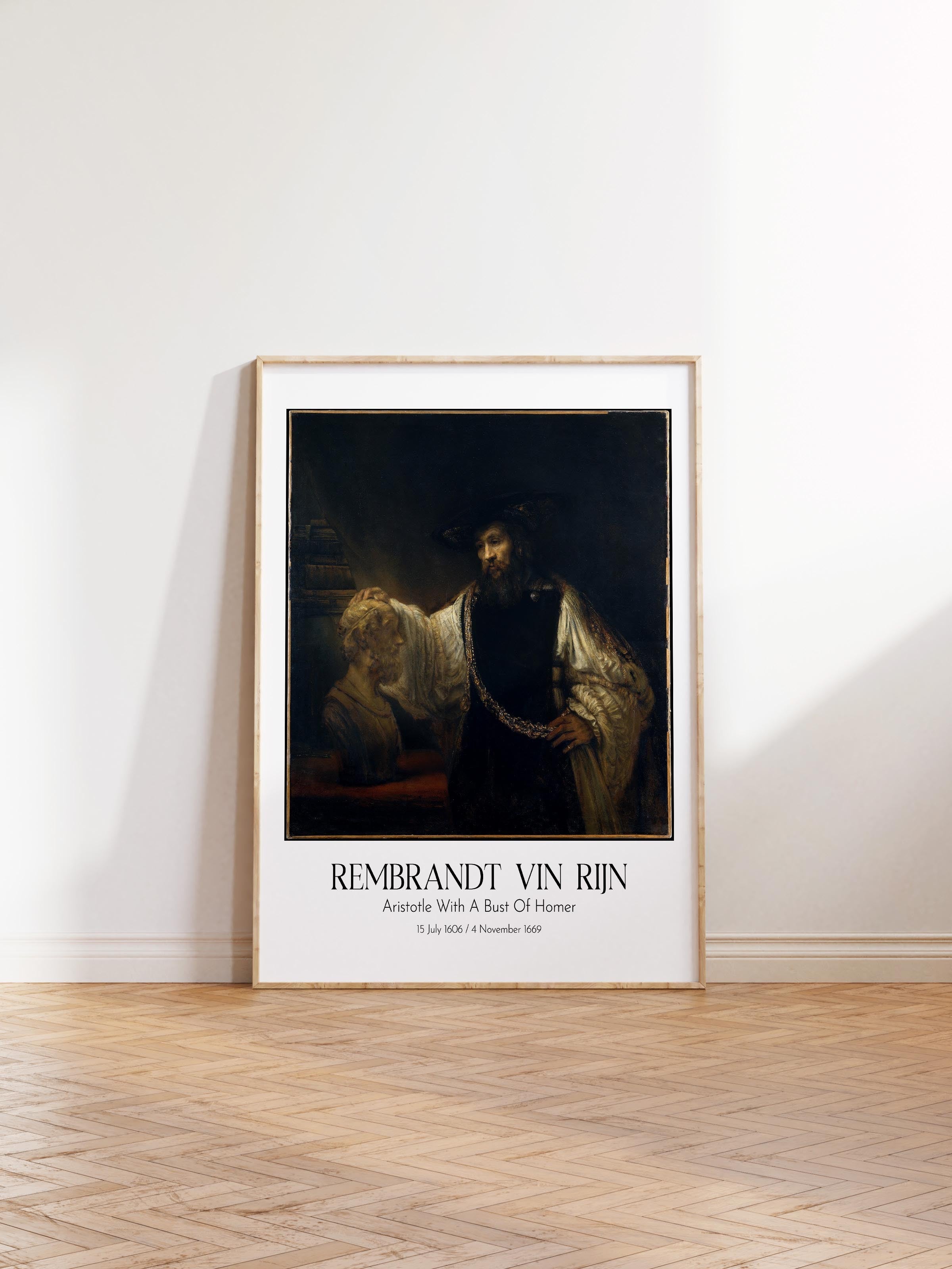 Rembrandt Vin Rijn - Aristotle With A Bust Of Homer, Ahşap Çerçeveli Tablo, Sanat Serisi NO:112384