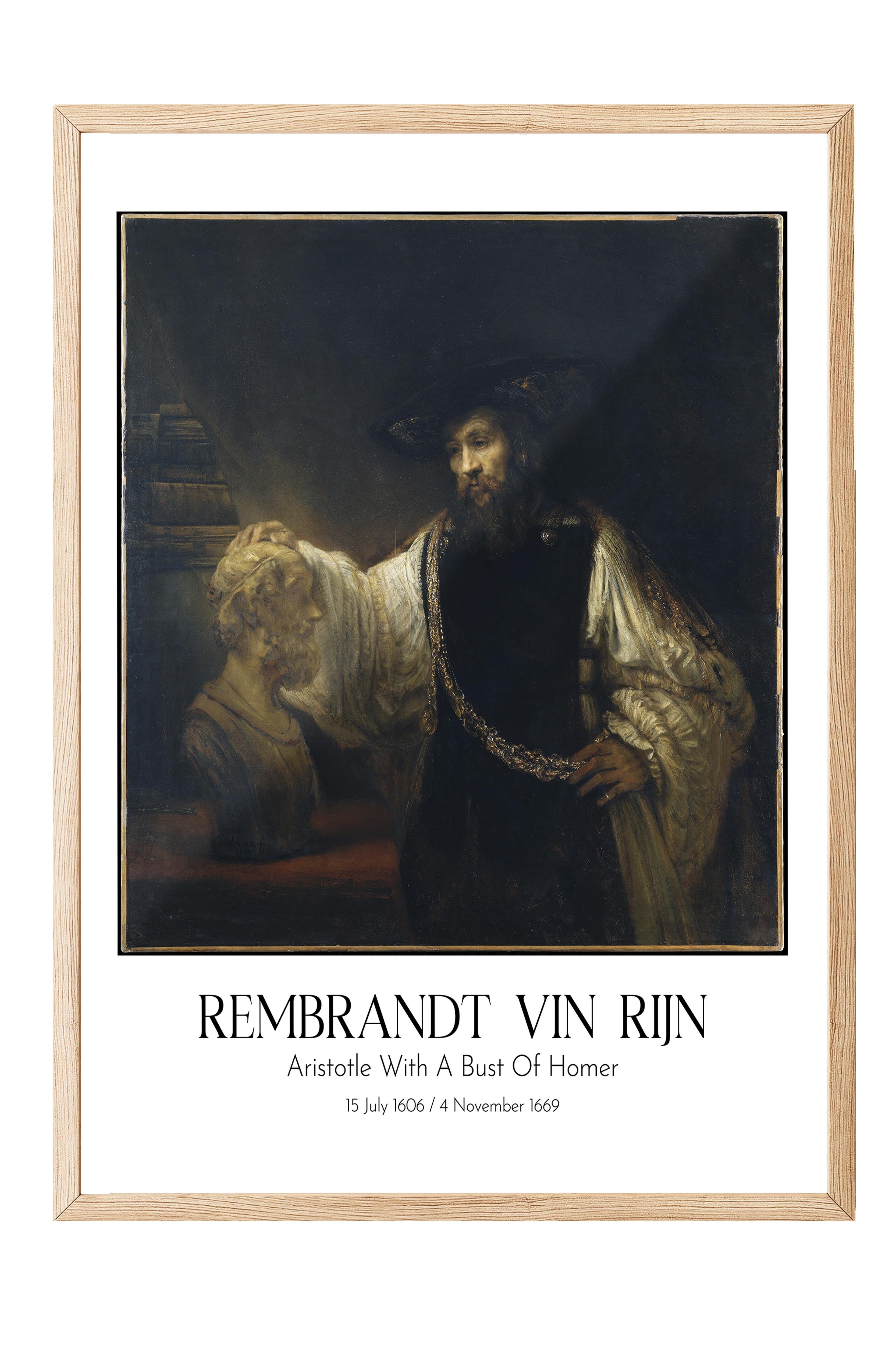 Rembrandt Vin Rijn - Aristotle With A Bust Of Homer, Ahşap Çerçeveli Tablo, Sanat Serisi NO:112384