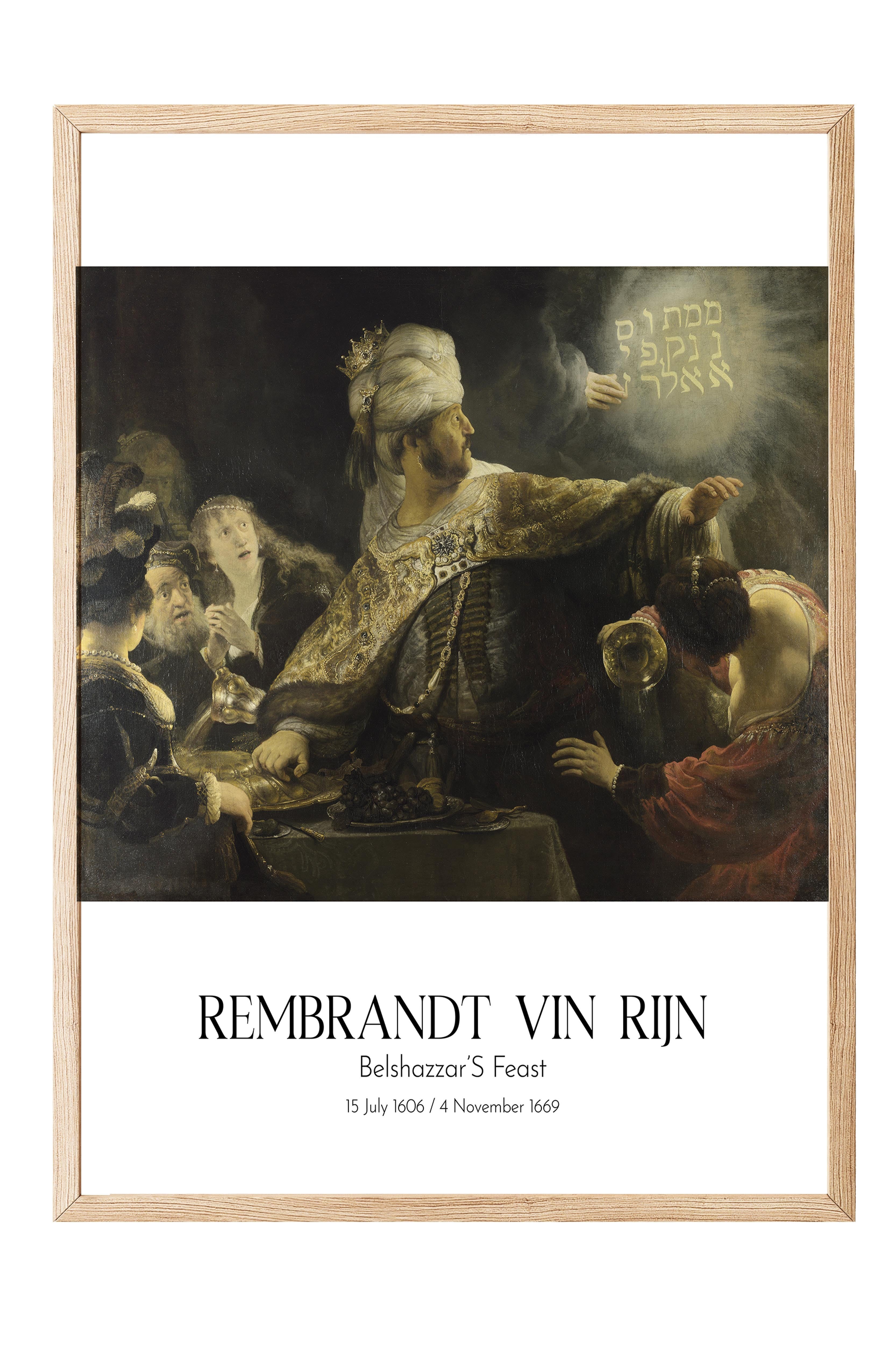 Rembrandt Vin Rijn - Belshazzar'S Feast, Ahşap Çerçeveli Tablo, Sanat Serisi NO:112386