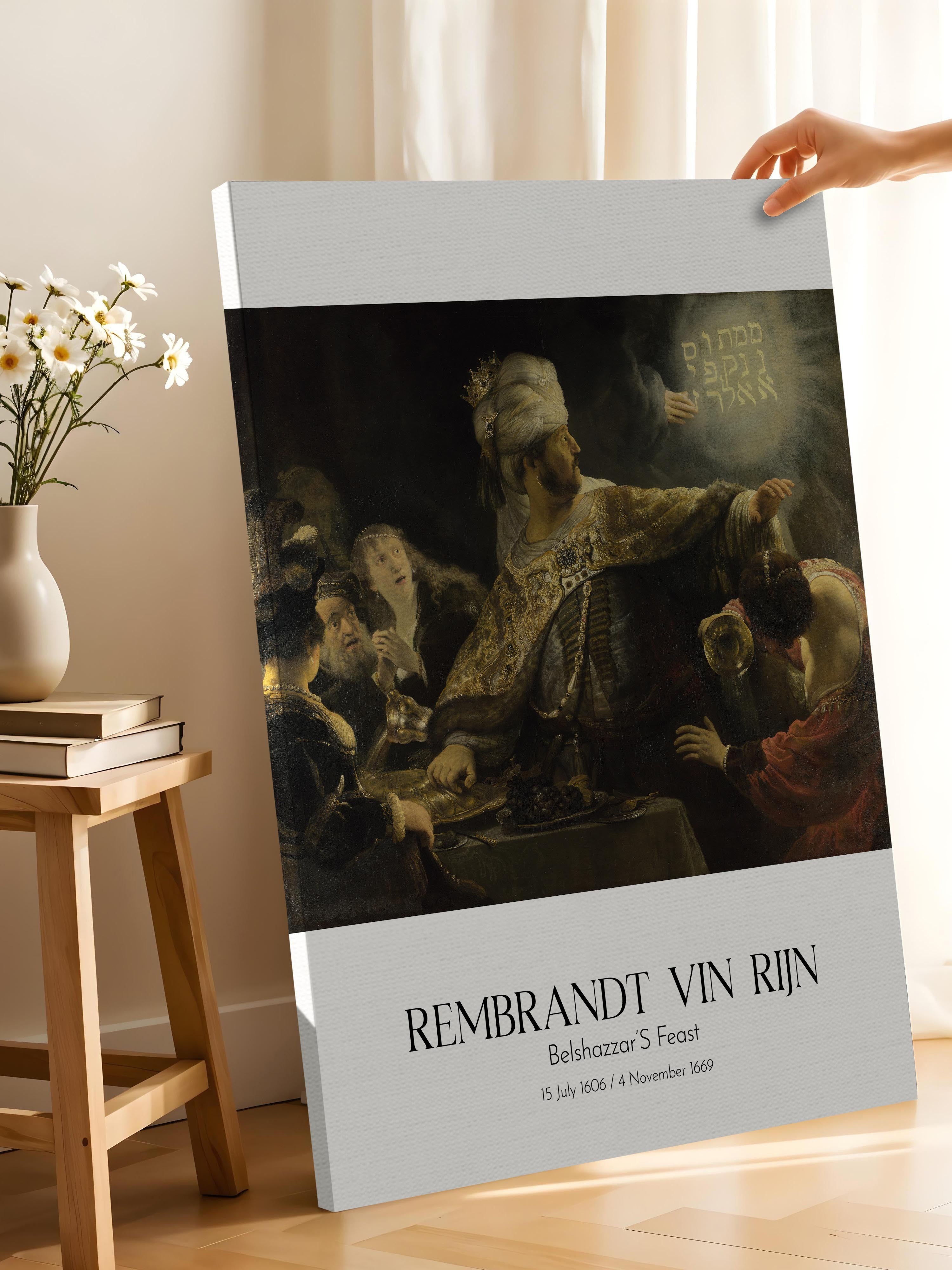 Rembrandt Vin Rijn - Belshazzar'S Feast, Kanvas Tablo, Sanat Serisi NO:112386