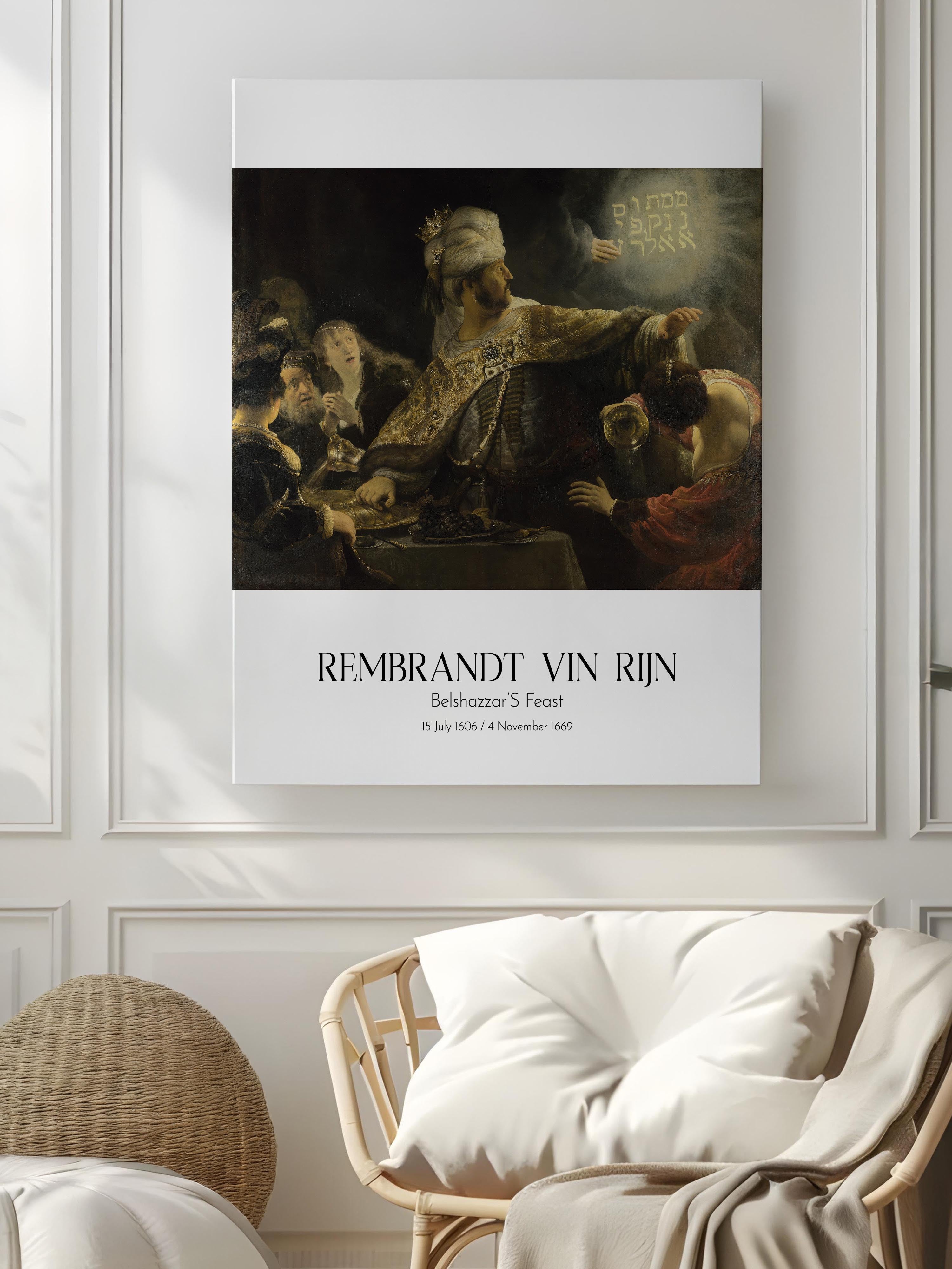 Rembrandt Vin Rijn - Belshazzar'S Feast, Kanvas Tablo, Sanat Serisi NO:112386