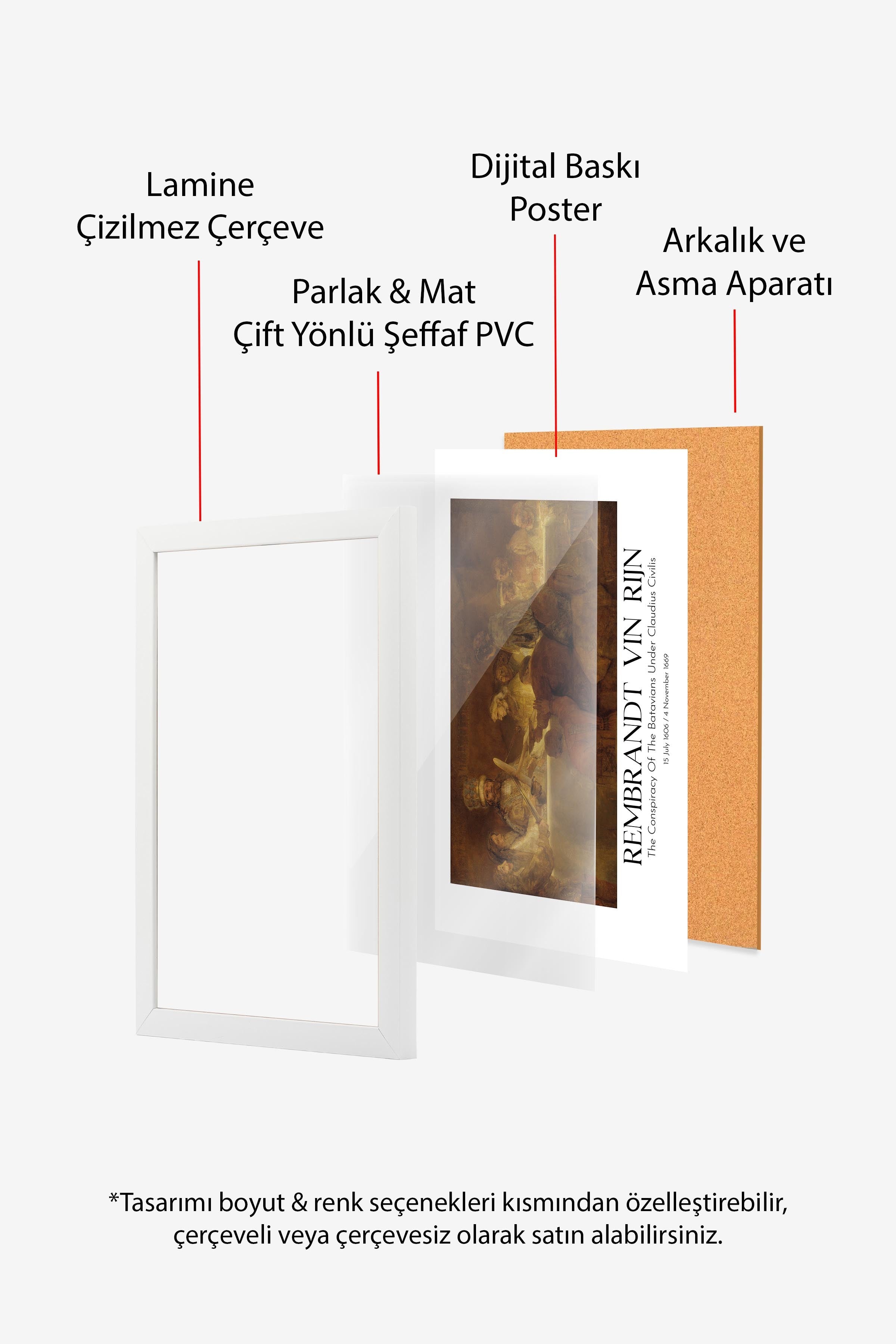 Rembrandt Vin Rijn, Beyaz Çerçeveli Tablo, Sanat Serisi NO:112420