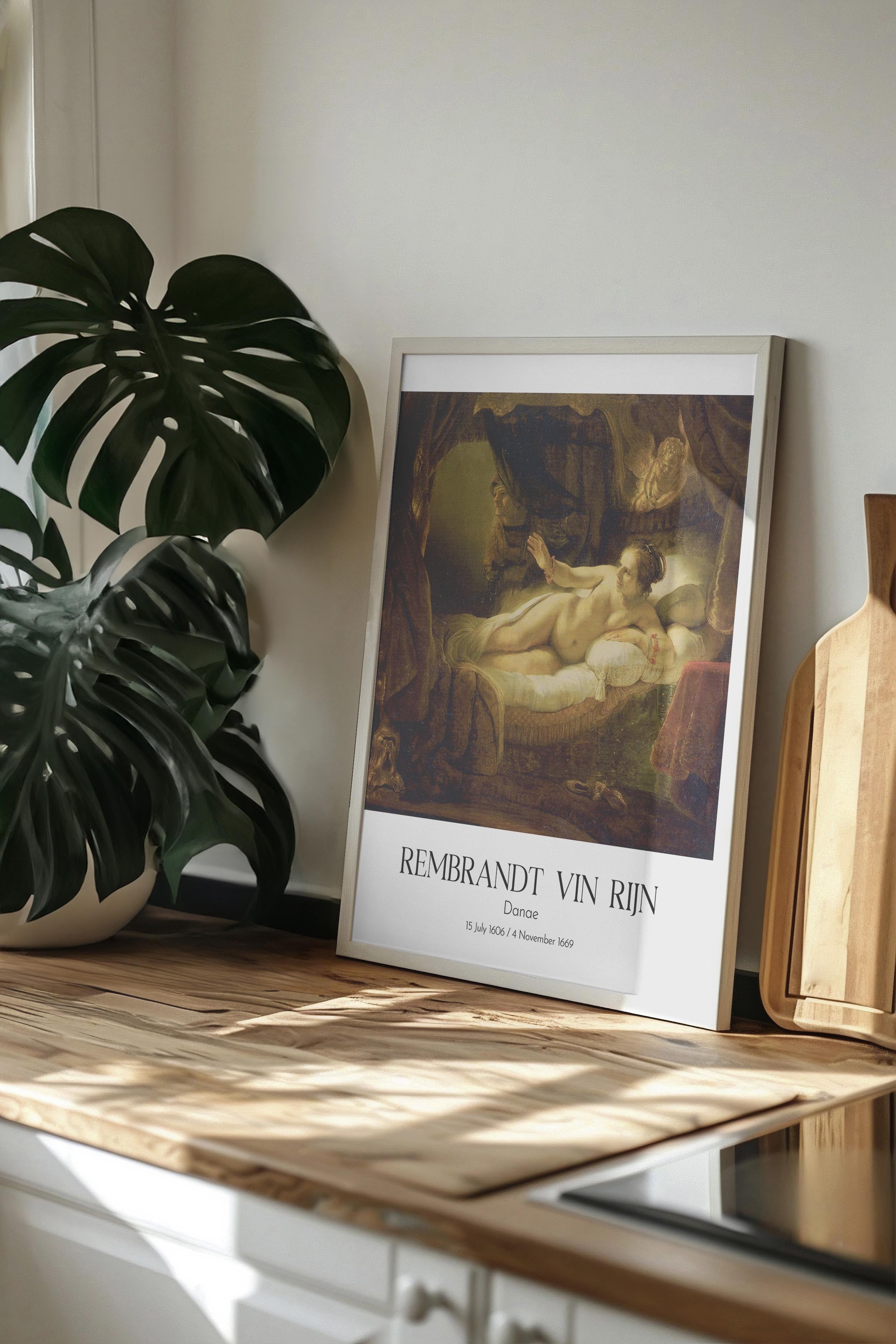 Rembrandt Vin Rijn - Danae, Beyaz Çerçeveli Tablo, Sanat Serisi NO:112388