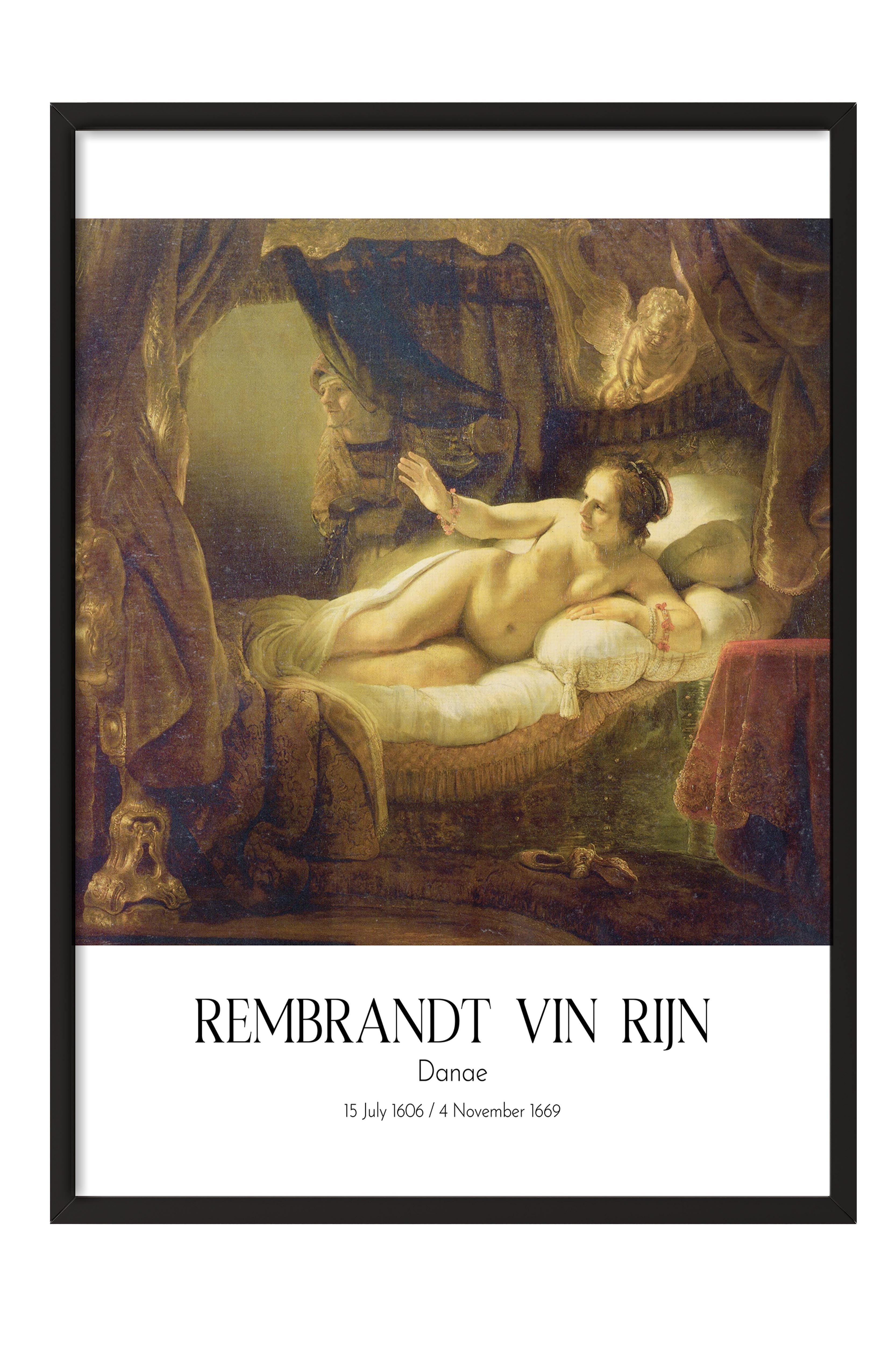 Rembrandt Vin Rijn - Danae, Siyah Çerçeveli Tablo, Sanat Serisi NO:112388