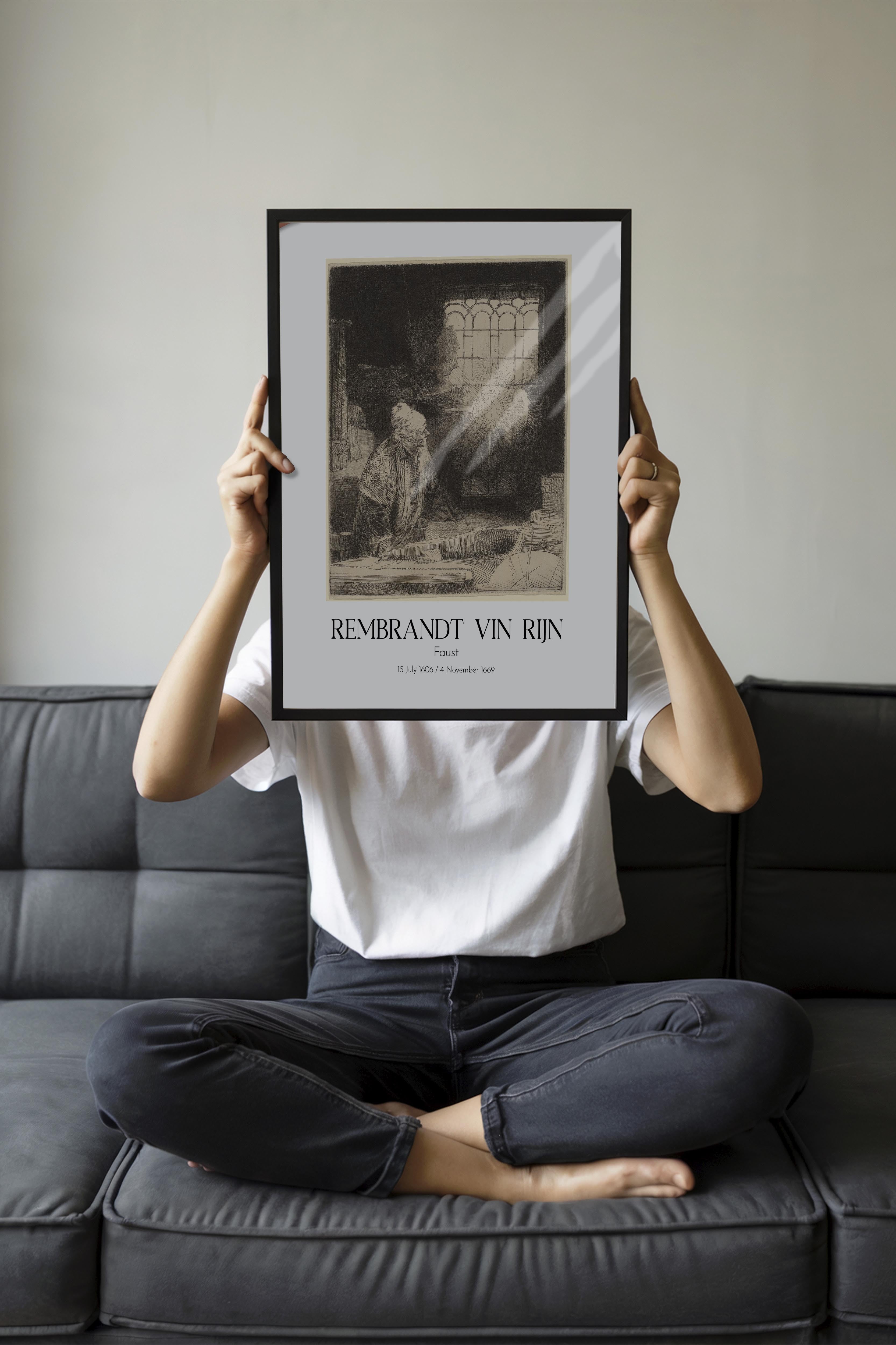 Rembrandt Vin Rijn - Faust, Siyah Çerçeveli Tablo, Sanat Serisi NO:112389