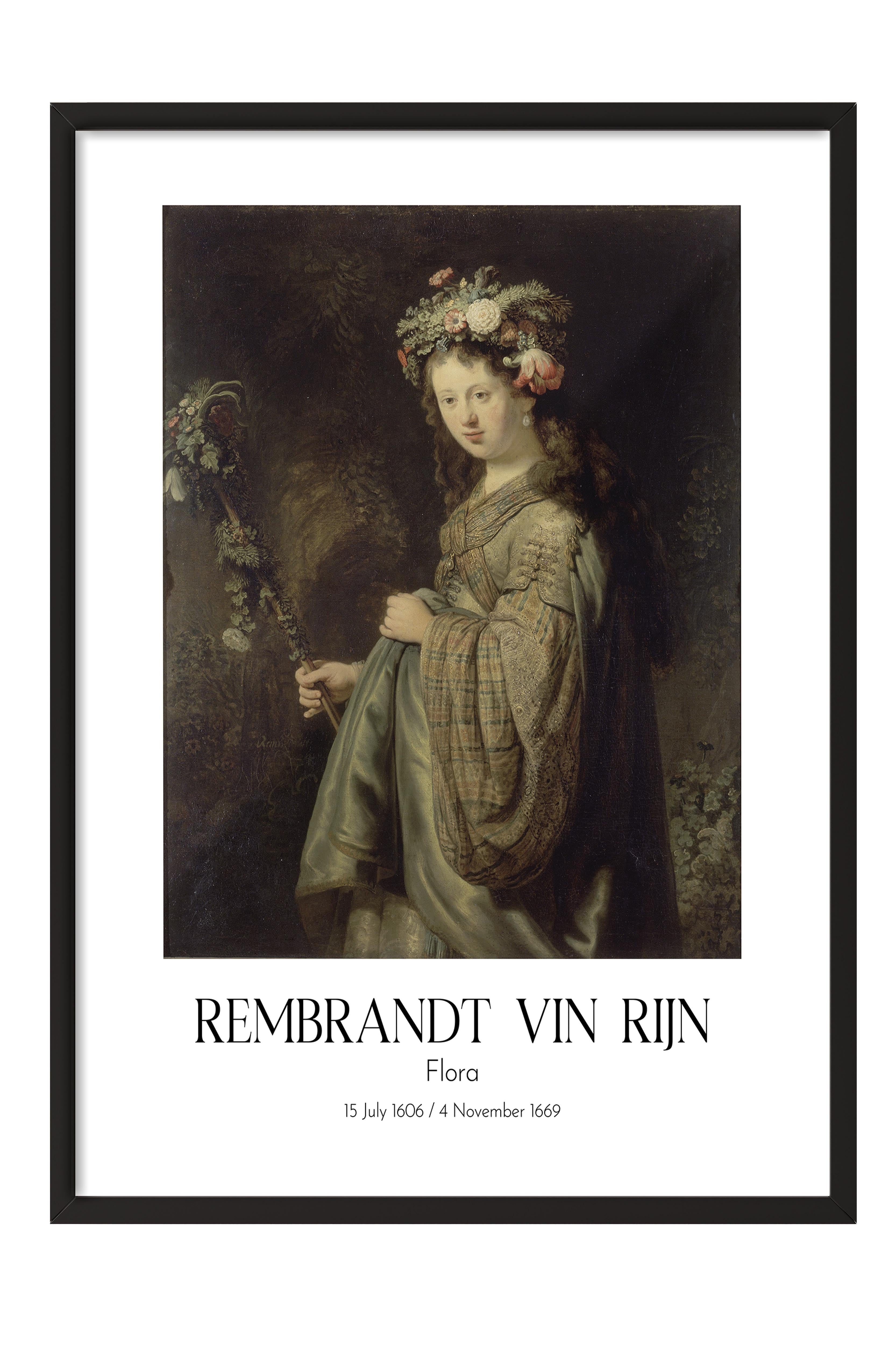 Rembrandt Vin Rijn - Flora, Siyah Çerçeveli Tablo, Sanat Serisi NO:112390