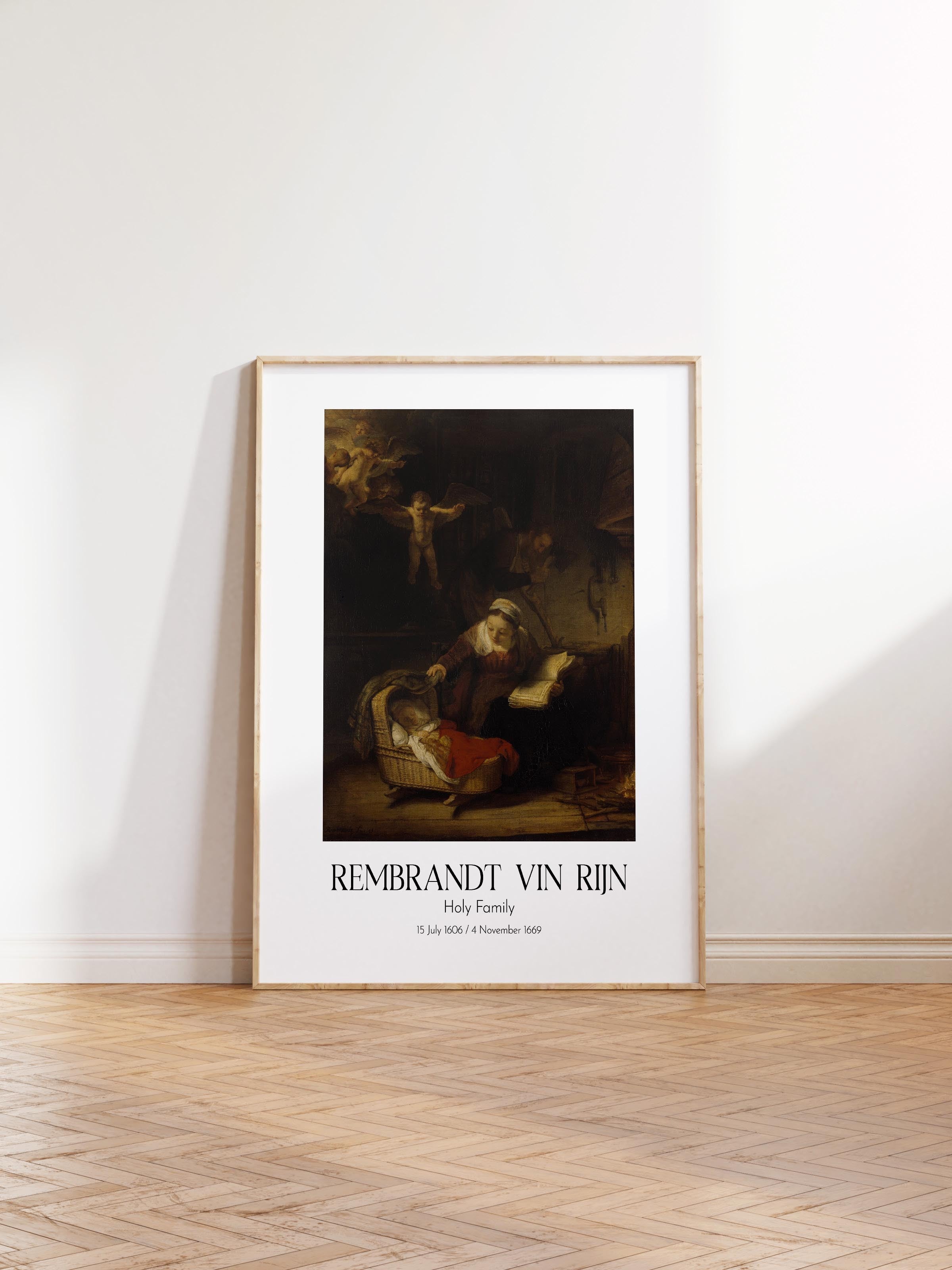 Rembrandt Vin Rijn - Holy Family, Ahşap Çerçeveli Tablo, Sanat Serisi NO:112394